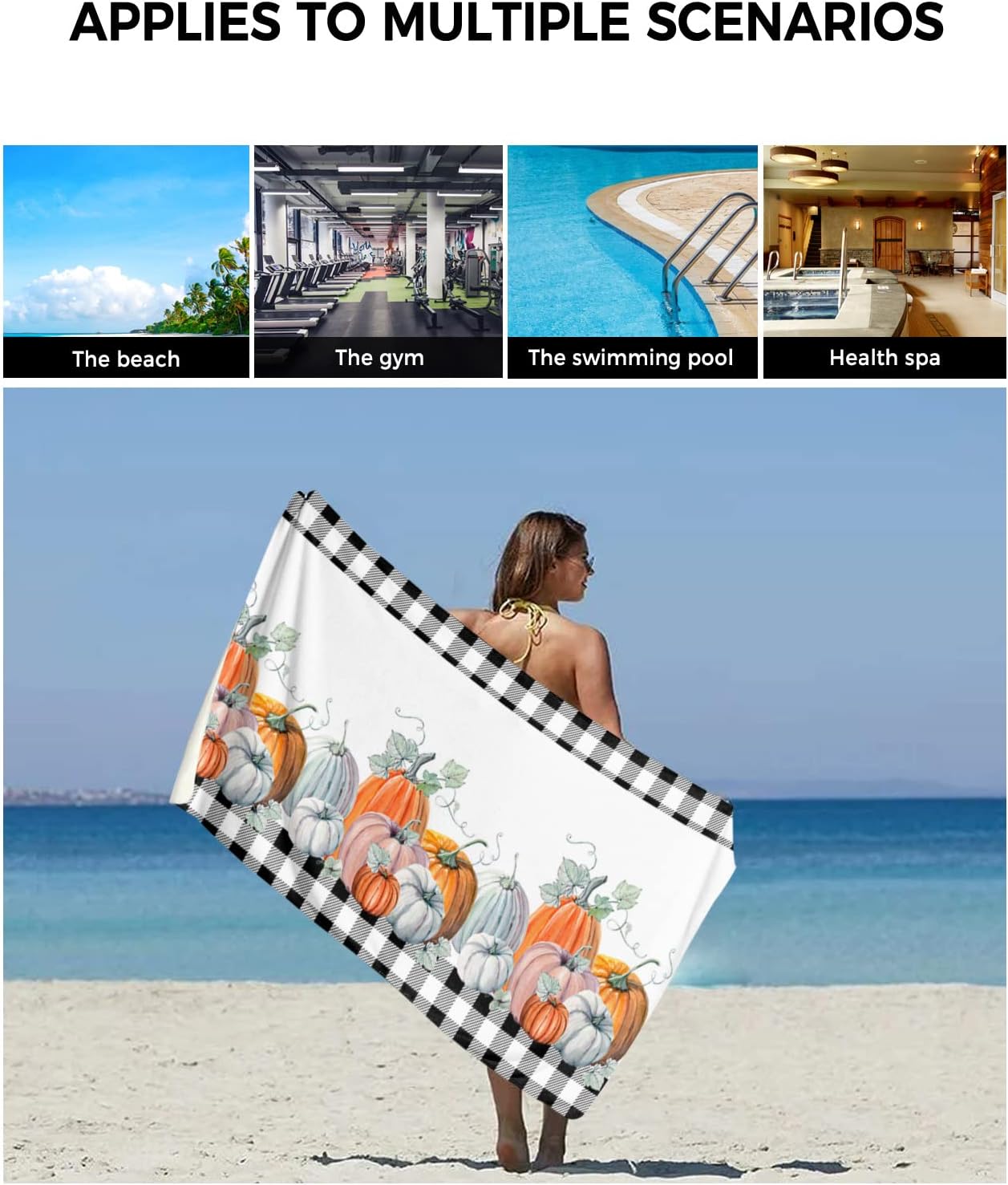 ZOE GARDEN Fall Eucalyptus Plaid Microfiber Towel Set 3-PC
