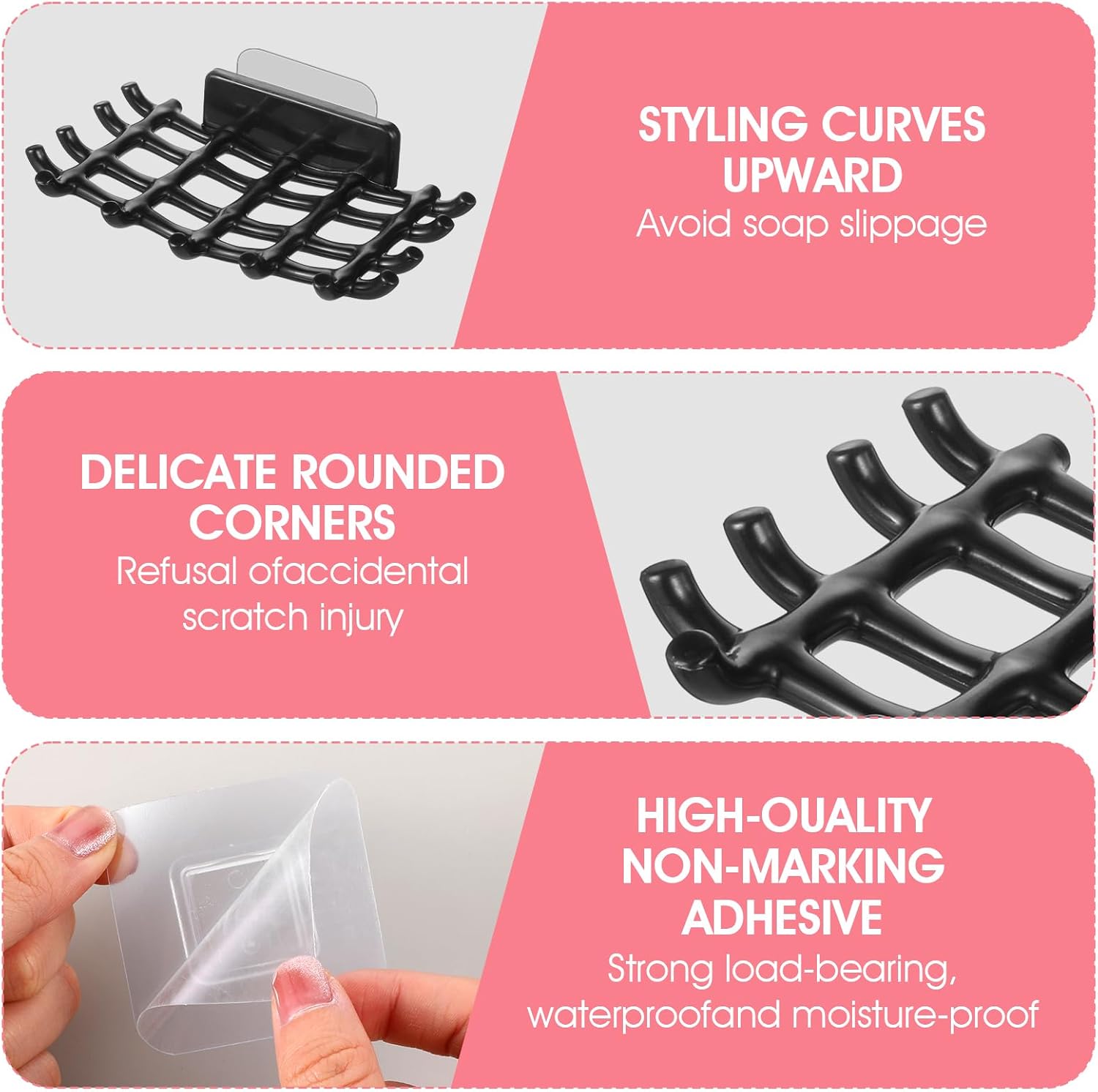 2 pcs Shower Soap Holder with Hooks - Black