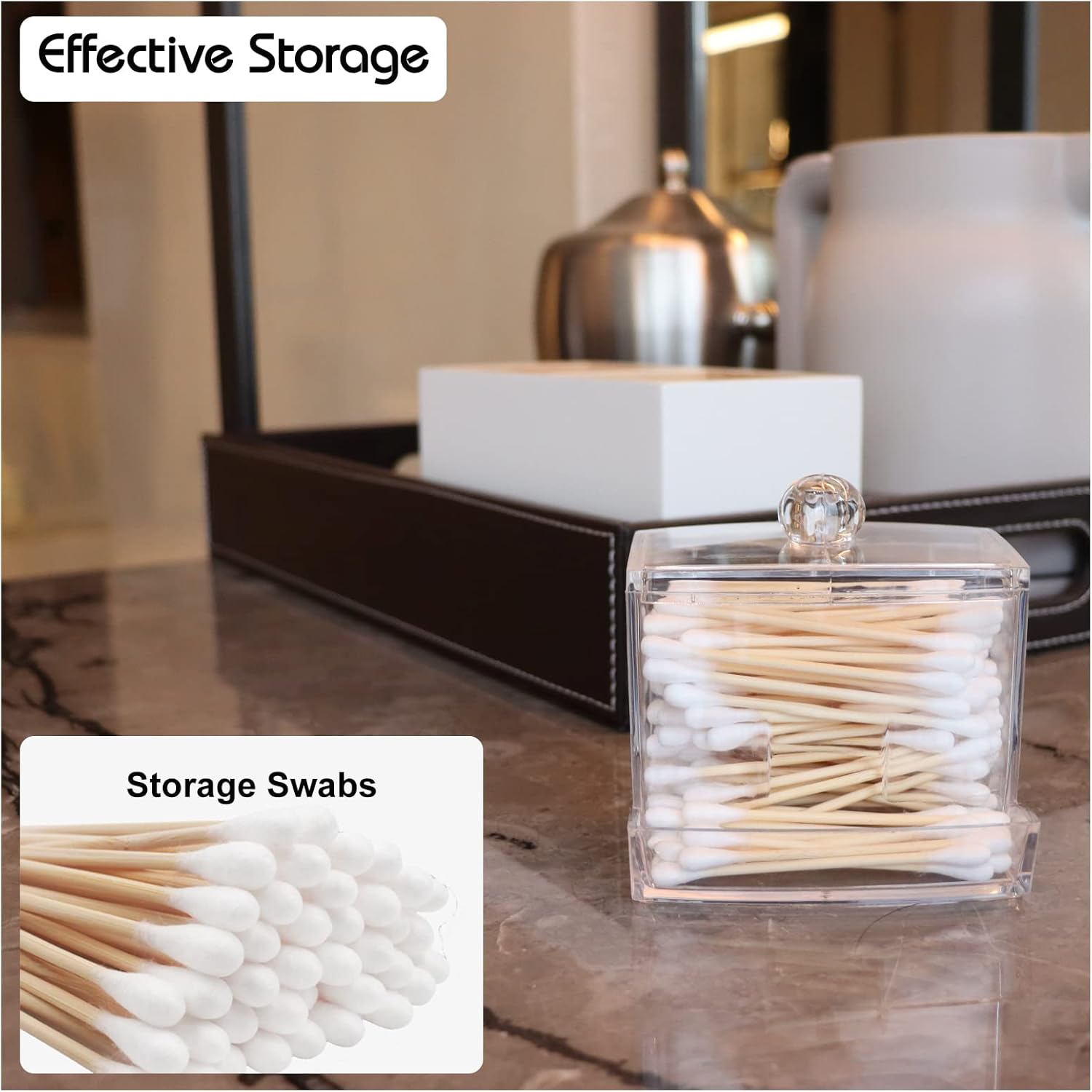 Qihomy Square Cotton Swab Storage Container