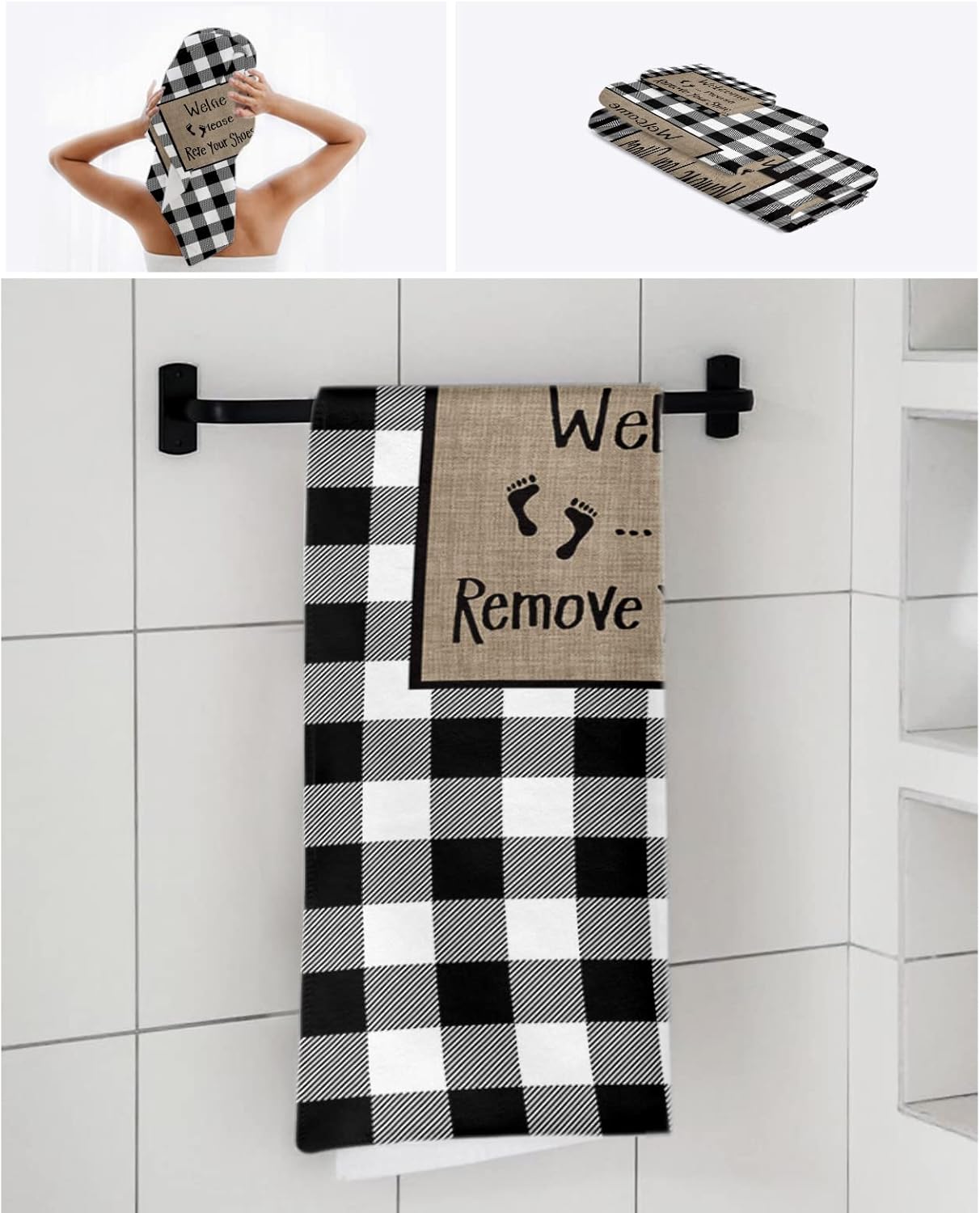 Funny Word Linen Texture Towel Set for Bathroom