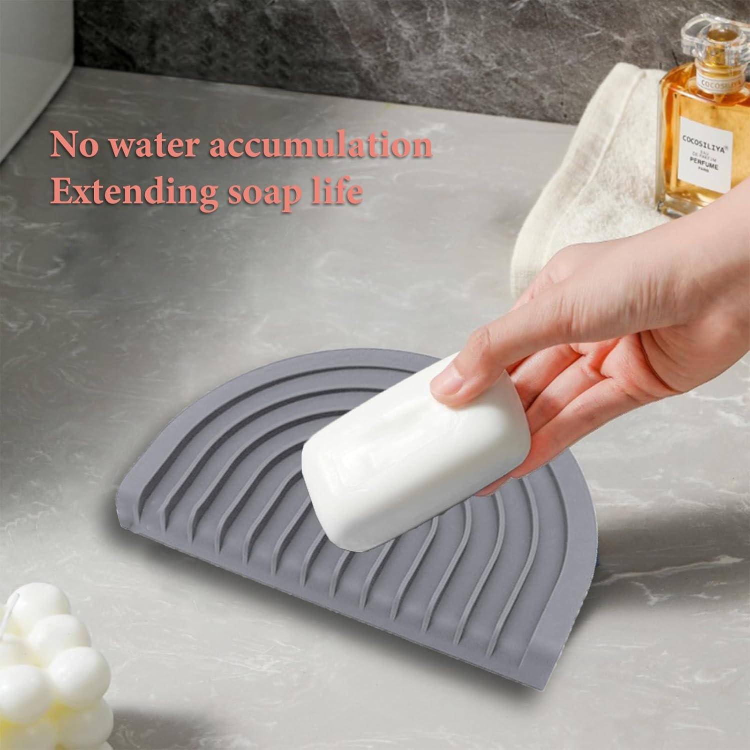 CAROYINO U-Shaped Silicone Soap Dish for Shower and Kitchen