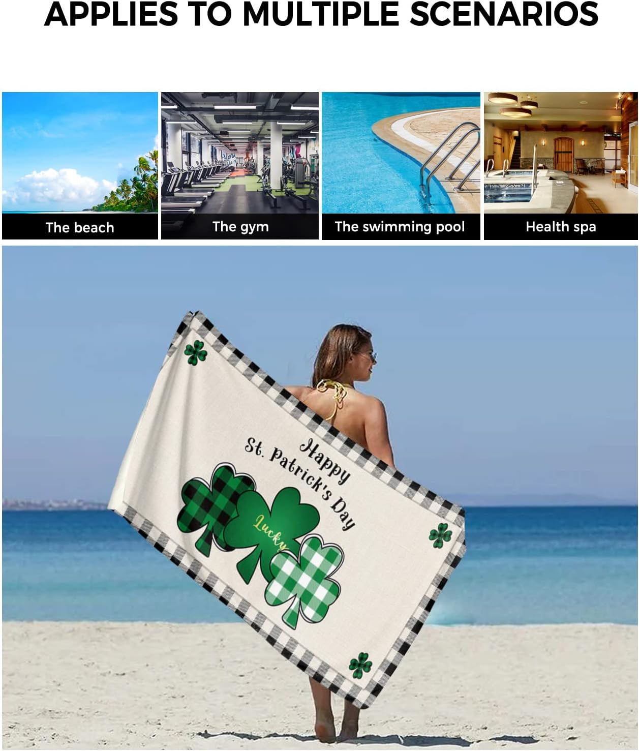 ZOE GARDEN St Patricks Day Towel Set with Shamrock Design
