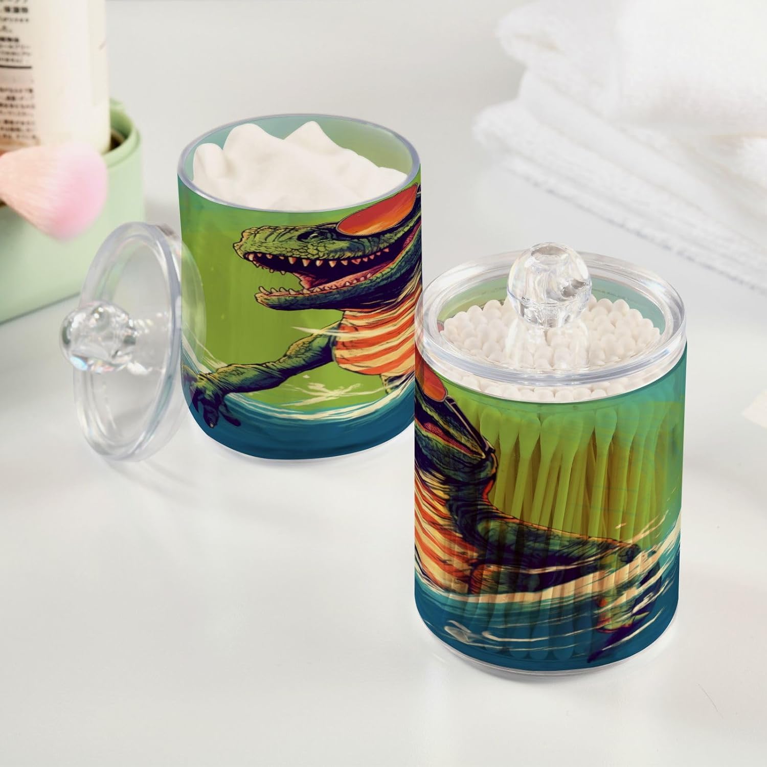 YETTASBIN Dinosaur Clear Storage Jar 2 Pack