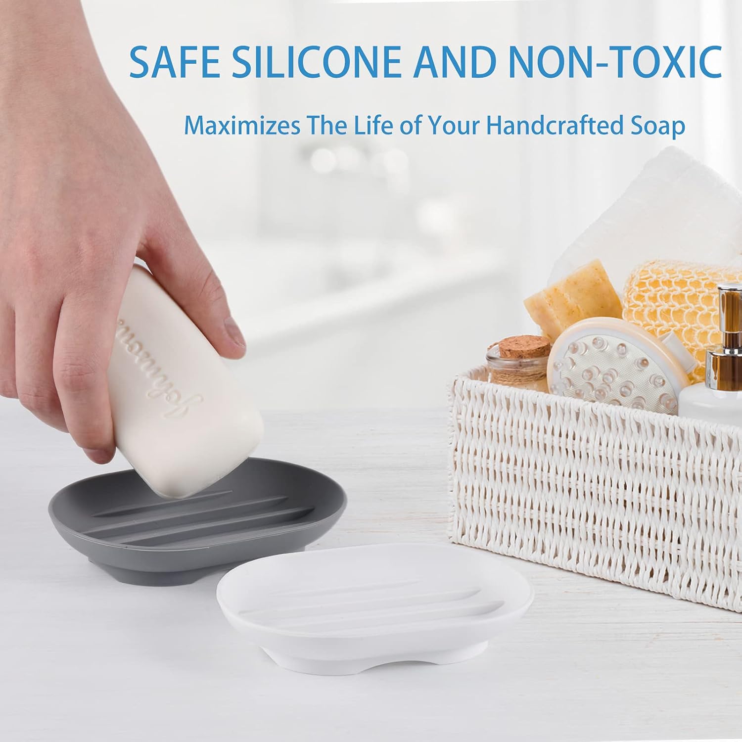 Luckyiren Silicone Soap Dish Holder for Bathroom Sink