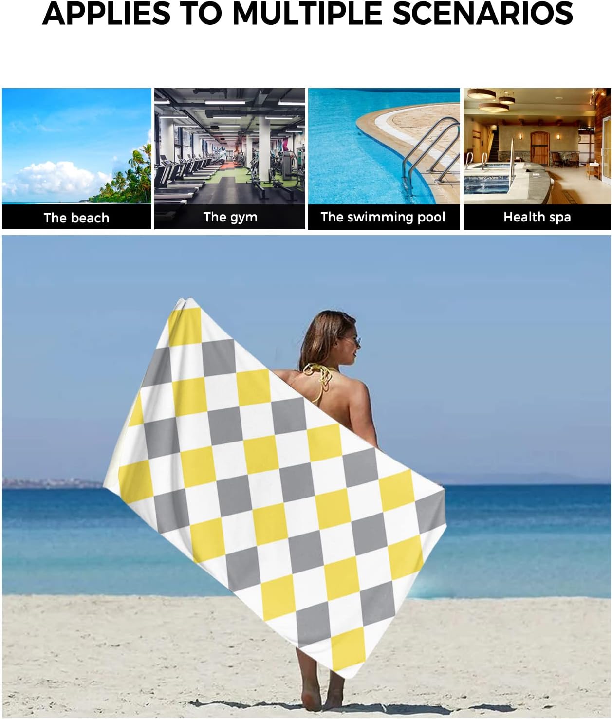 Shine-Home Abstract Diamond Lattice Towel Set for Bathroom