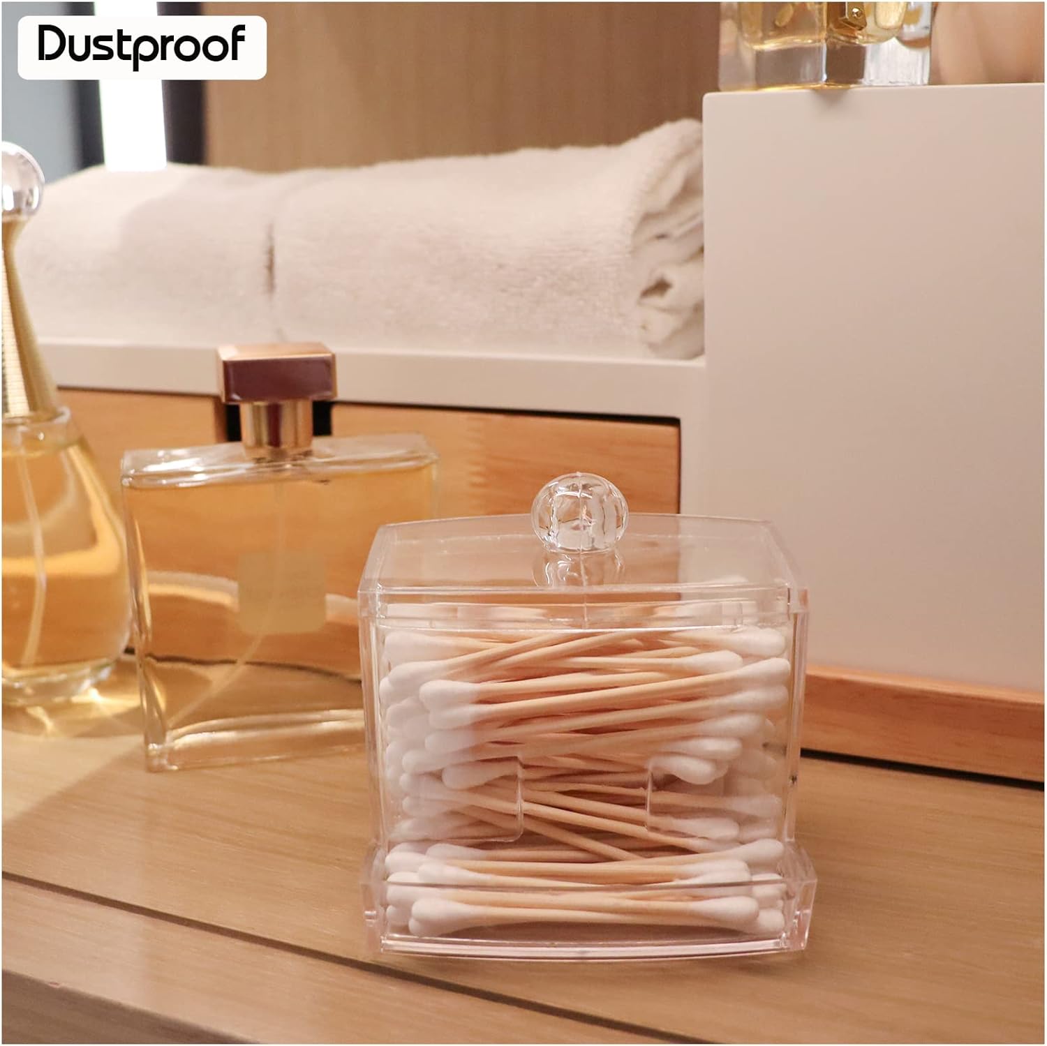 Qihomy Square Cotton Swab Storage Container