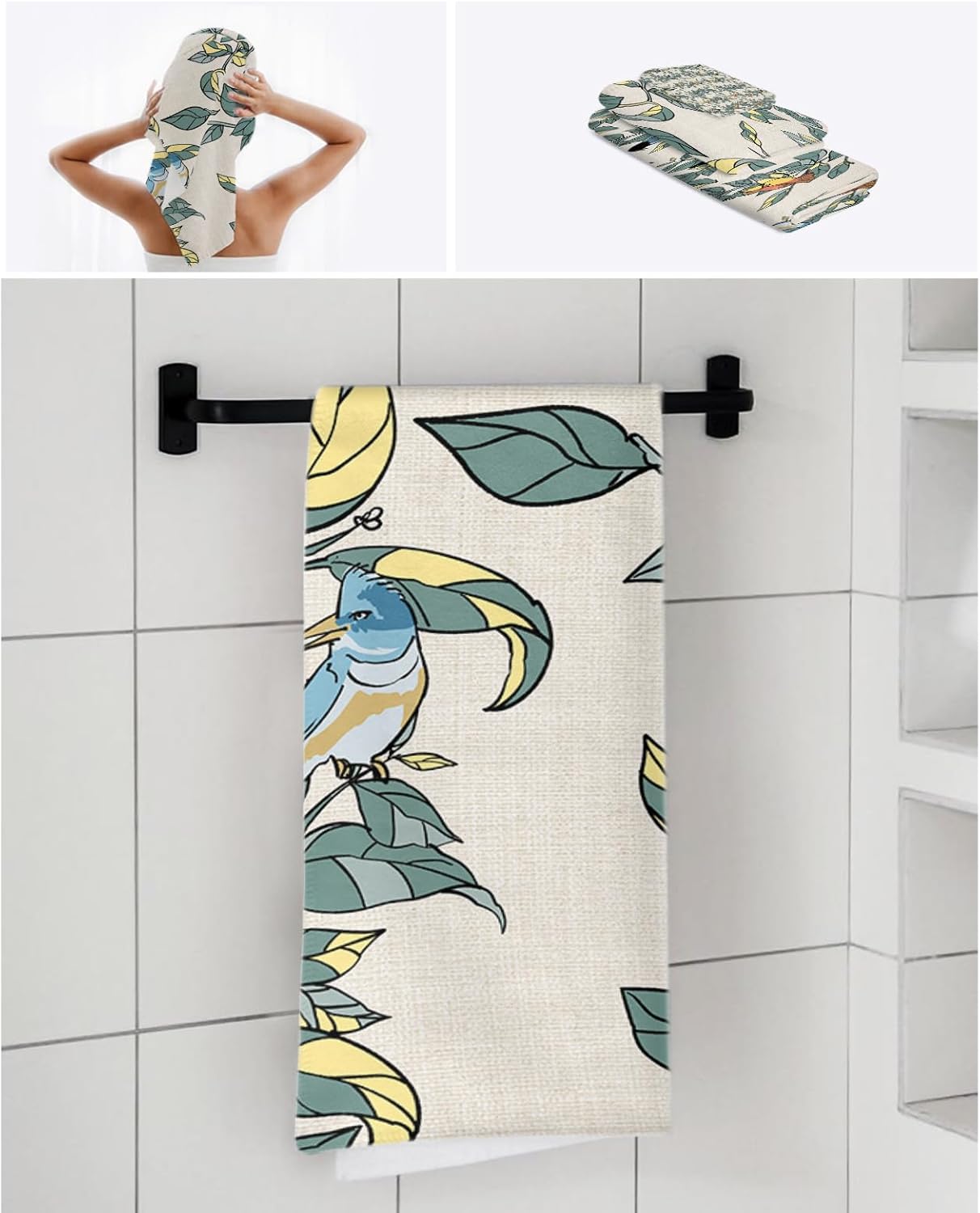Smile Sunflower 3 Pcs Bath Towel Set Soft Linen Texture