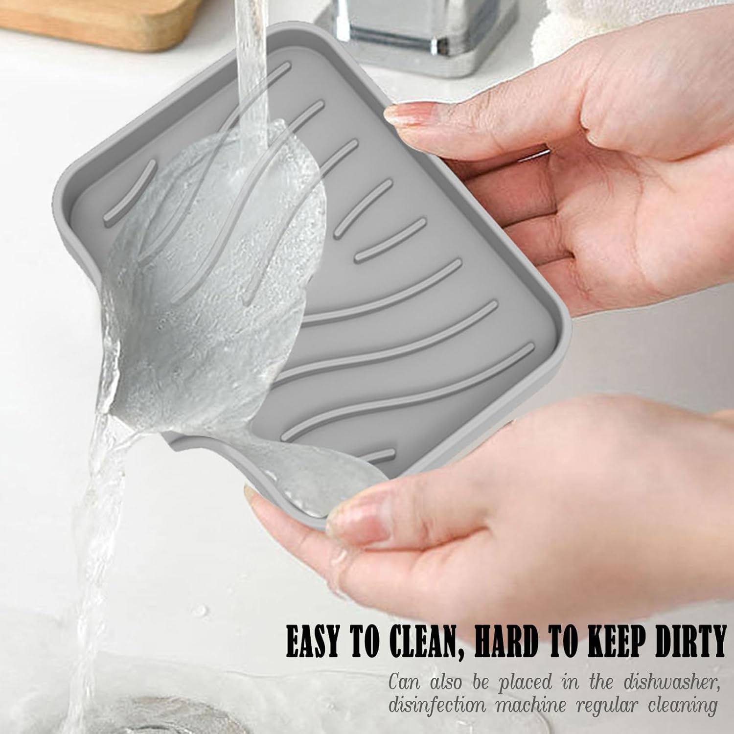 Silicone Soap Dish 2-Pack Black Gray