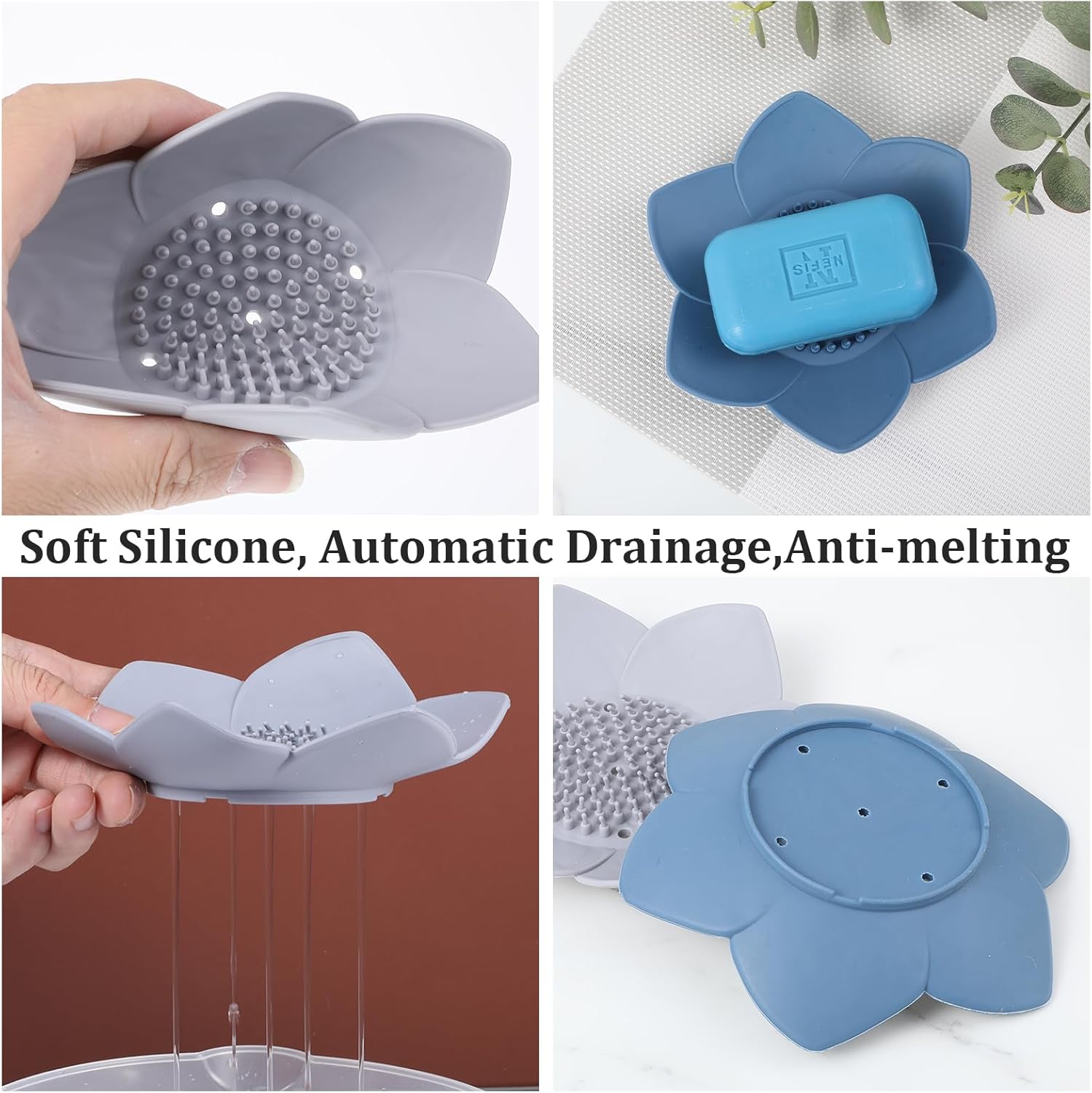 Ouligay 2 Pcs Silicone Soap Holder with Drainage