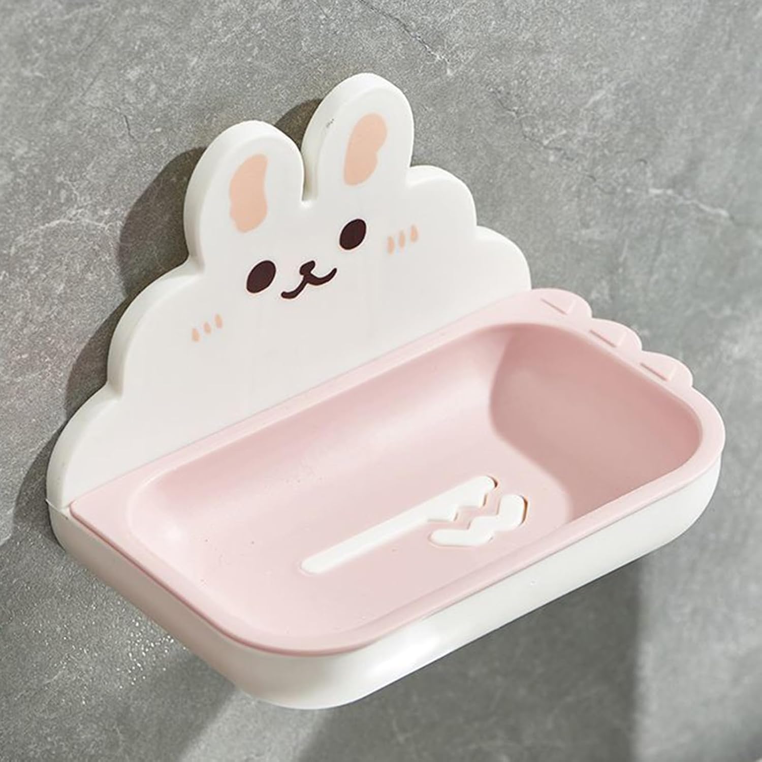 GIFZES Cartoon Rabbit Soap Dish Wall Mount Double Layers