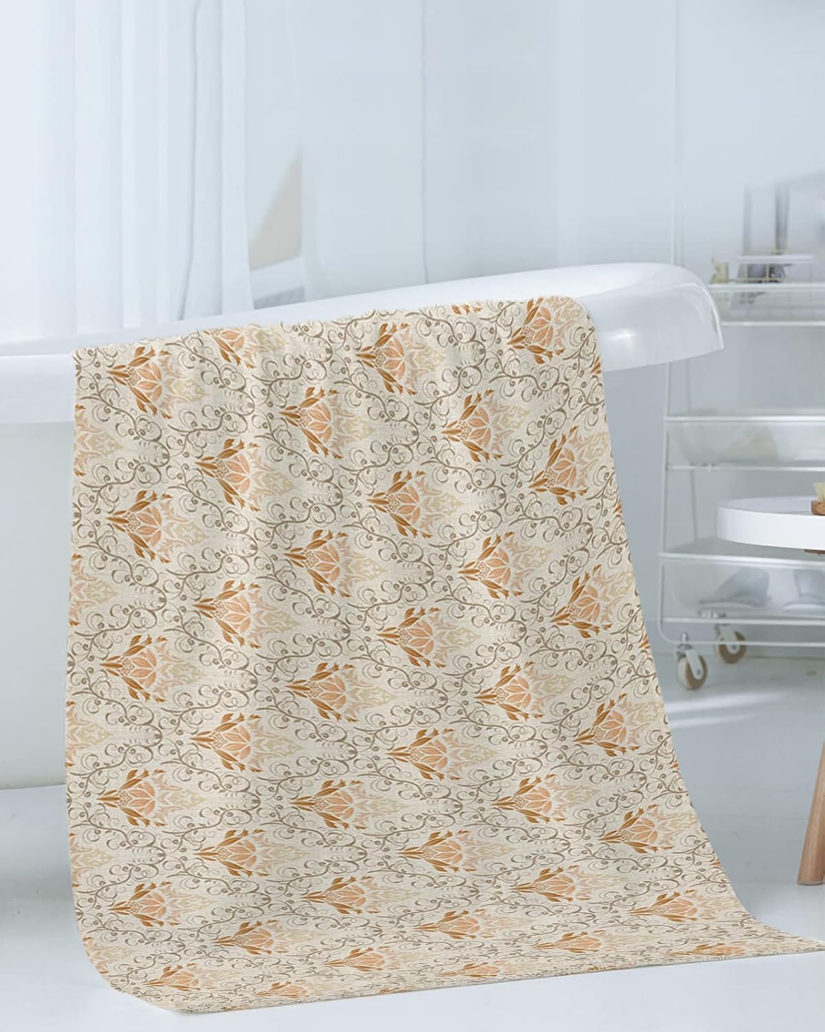 Shine-Home Retro Orange Paisley Towel Set for Bathroom