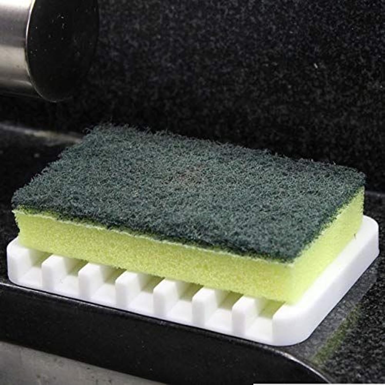 Talented Kitchen Silicone Soap Dish Drainer Tray White 1