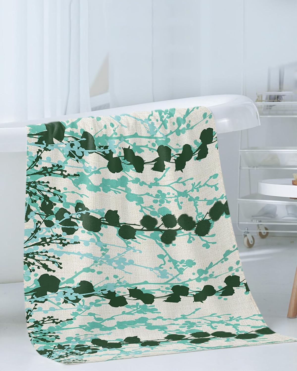 Sage Green Linen Bath Towel Set of 3 by Smile Sunflower