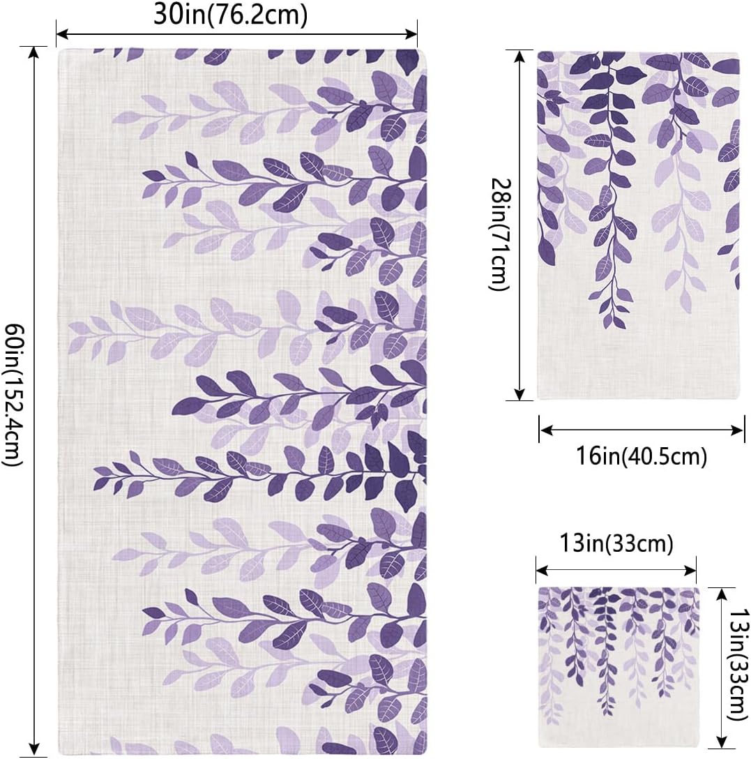 Smile Sunflower 3-Piece Bath Towel Set - Gradient Purple Linen Texture