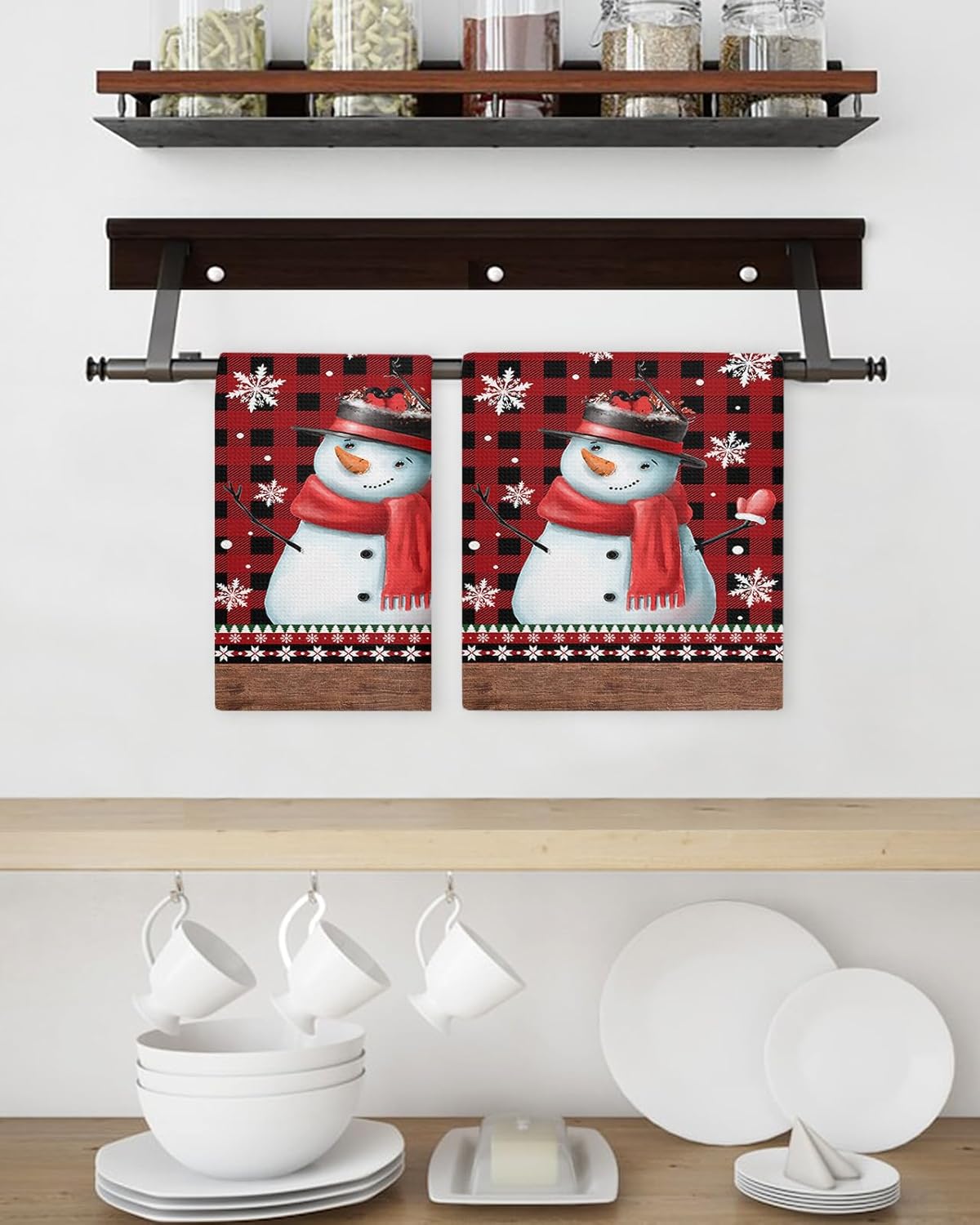 Falaniique Xmas Snowman Waffle Towel Set of 4