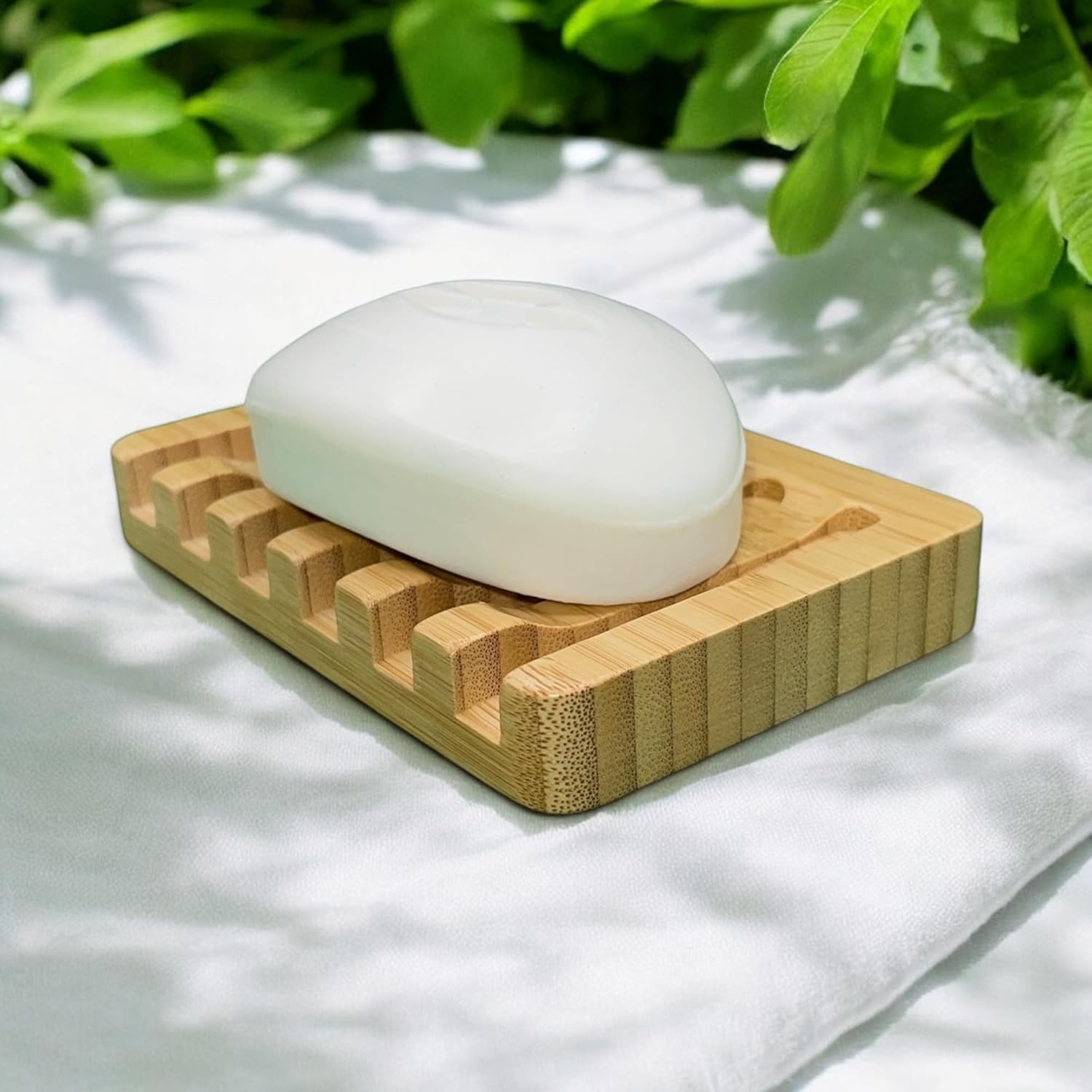 BLULEVAR Bamboo Soap Dish with Waterfall Drain