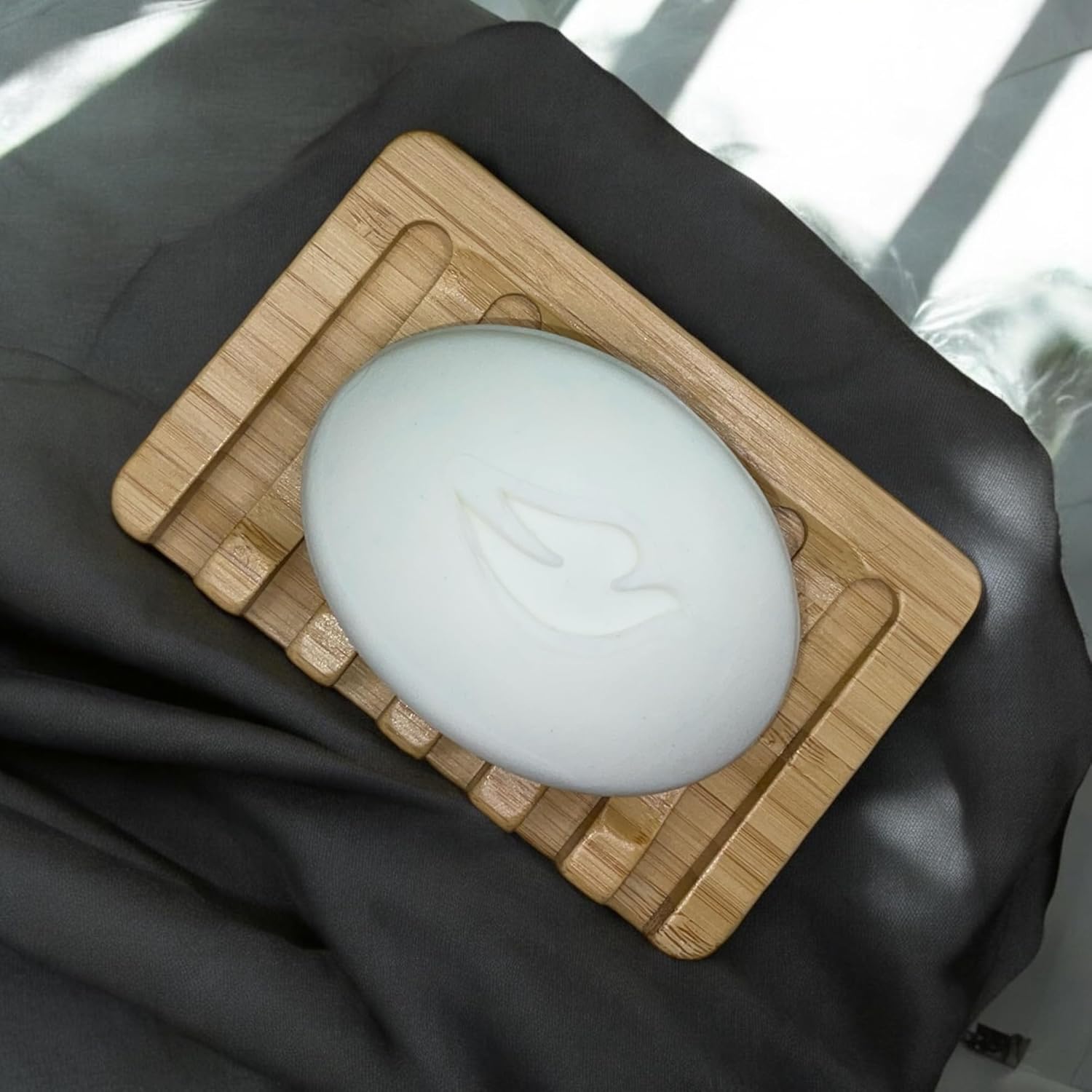 BLULEVAR Bamboo Soap Dish with Waterfall Drain