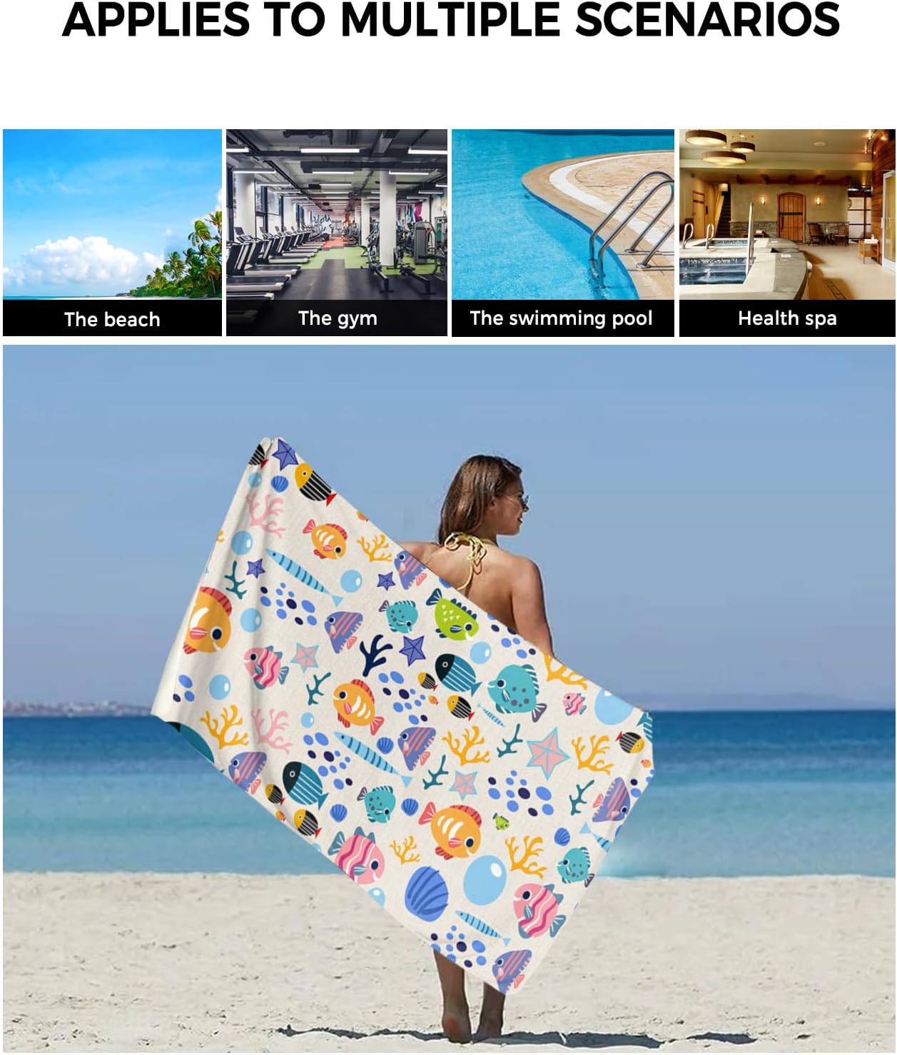 Smile Sunflower 3 Pcs Bath Towel Set - Cute Animal Fish Design