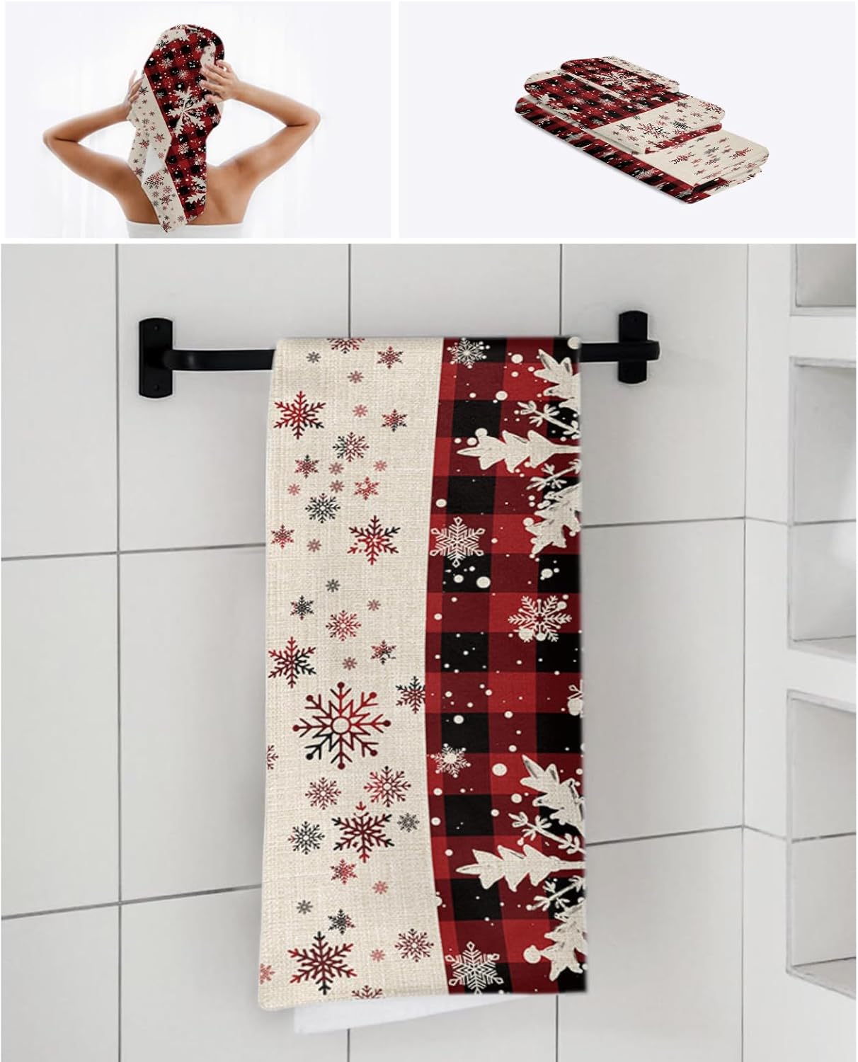 ZOE GARDEN 3-Piece Christmas Snowflake Towel Set