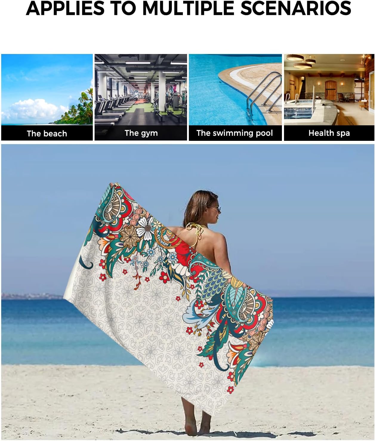 Smile Sunflower 3 Pcs Bath Towel Set - Boho Floral Linen Towels