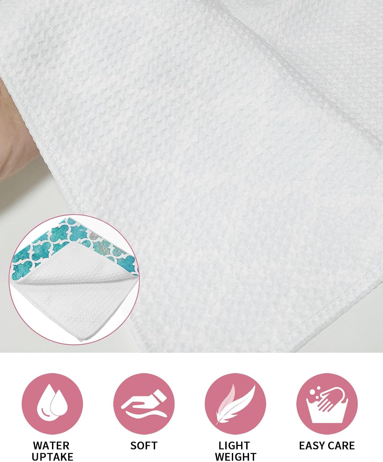Falaniique Waffle Towel Set of 3 - Turquoise Modern Soft