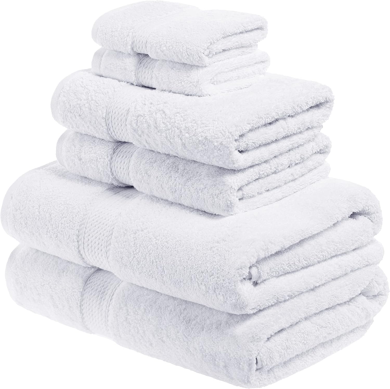 Superior Egyptian Cotton Pile 6-Piece Towel Set - White