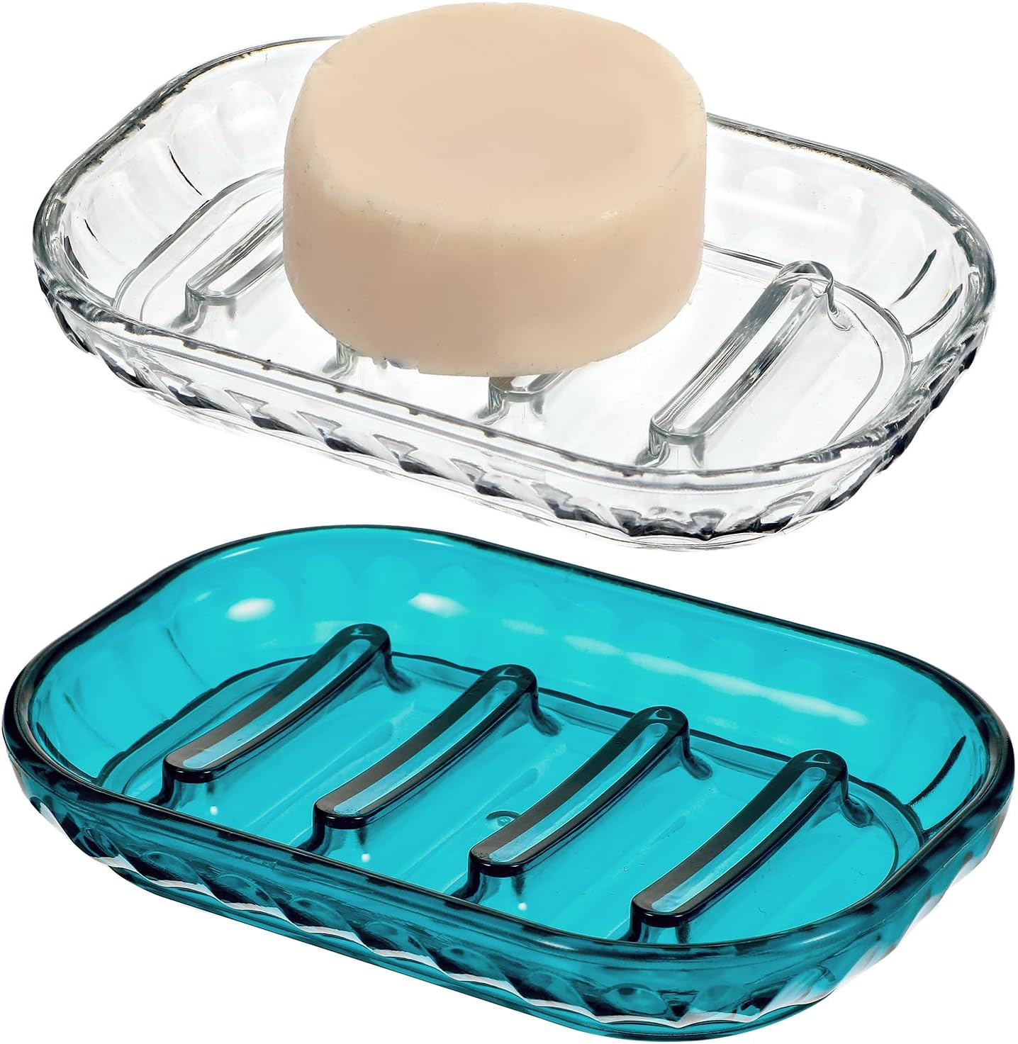 Qianyu 2 Pcs Clear Soap Saver Holder for Bathroom and Kitchen