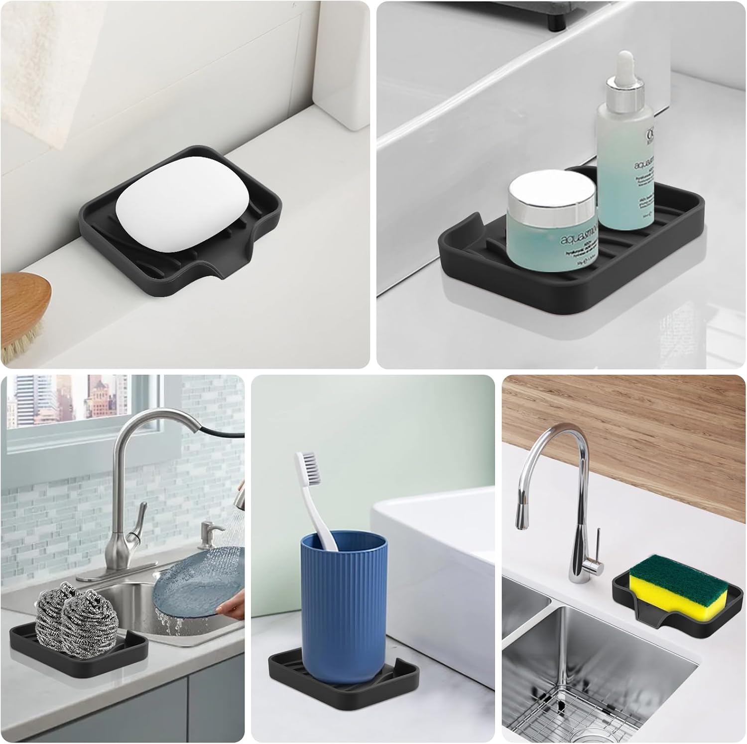 Spofit 2PCS Self-Draining Silicone Soap Holder