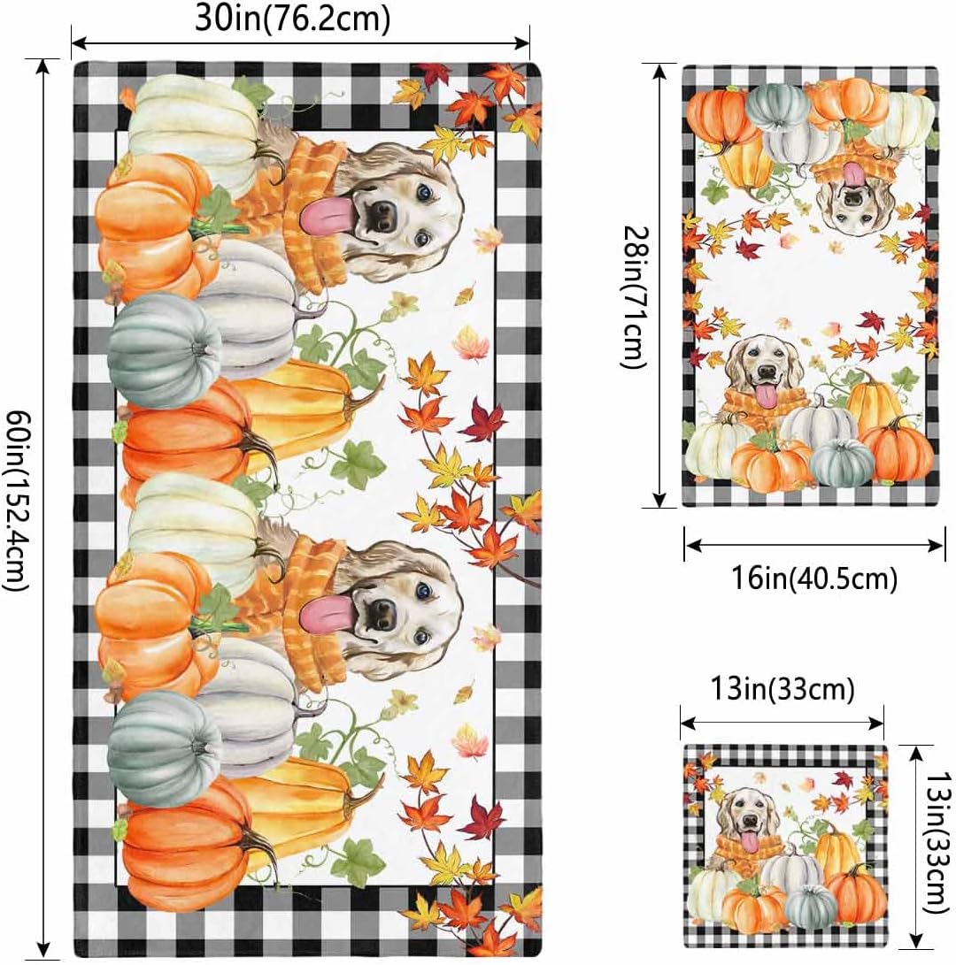 Double Love Thanksgiving Pumpkin Bath Towel Set - 3 Piece Microfiber Towels
