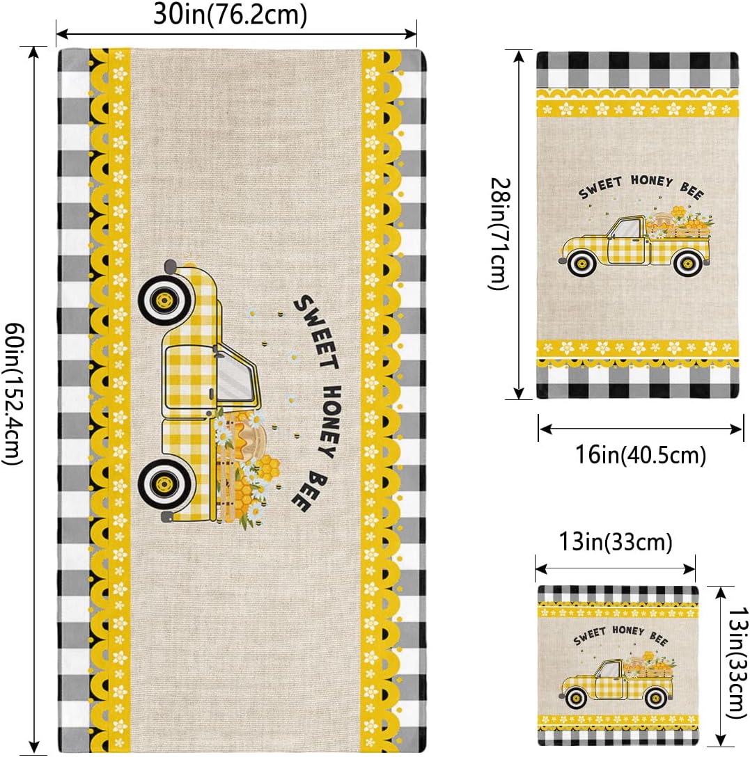 Chees D Zone Yellow Plaid Farm Truck Bath Towel Set