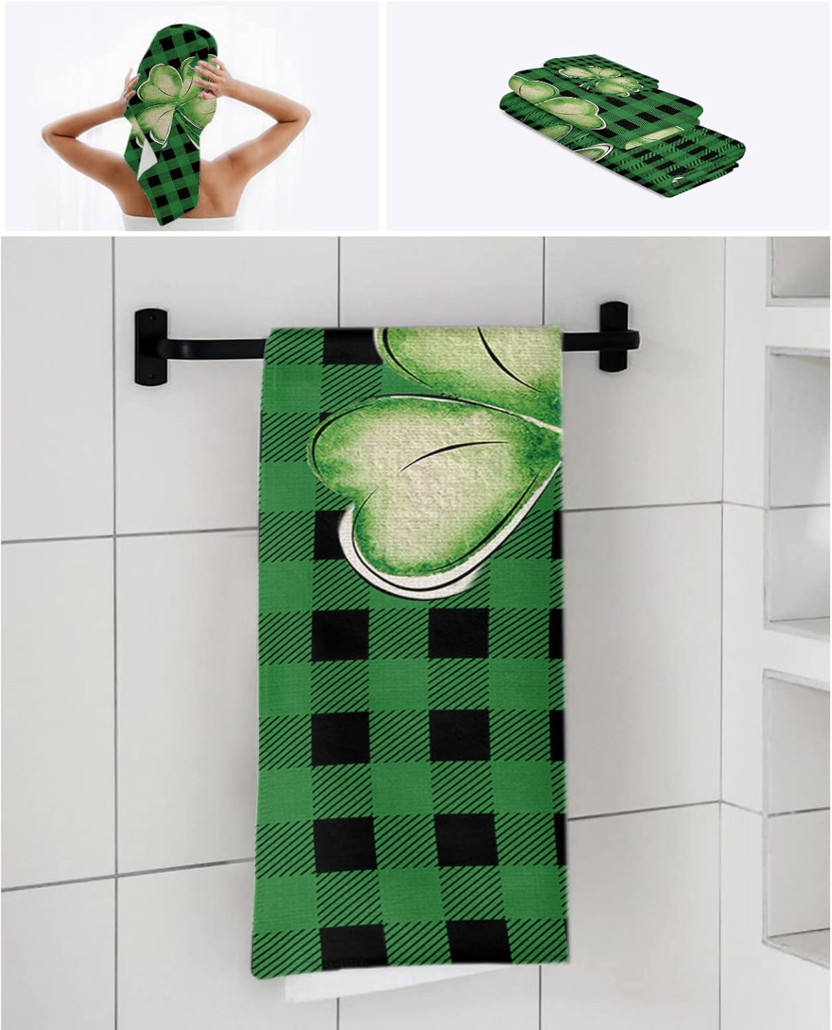 ZOE GARDEN Green Shamrock Microfiber Towel Set
