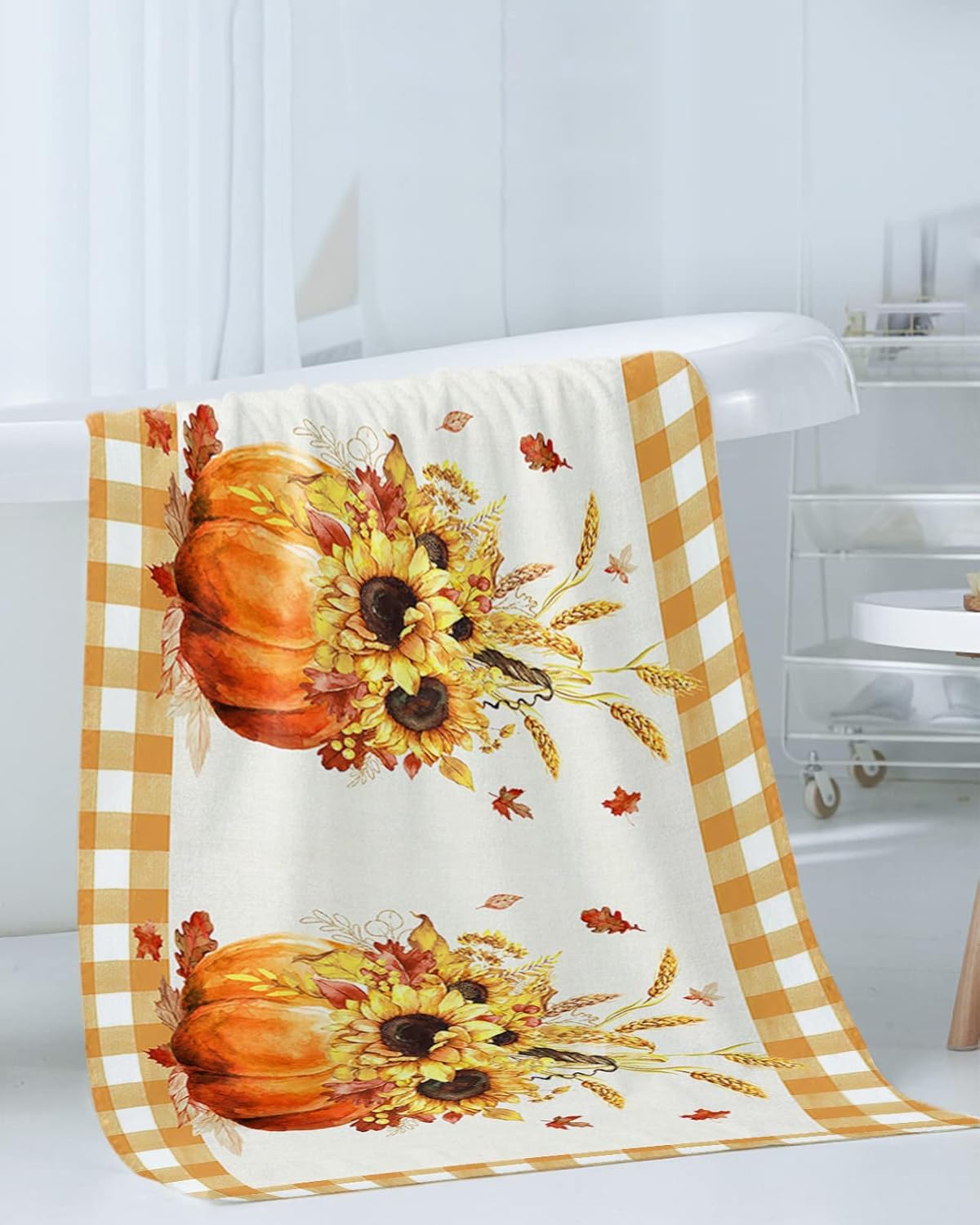 Chees D Zone Orange Pumpkin Sunflower Bath Towel Set