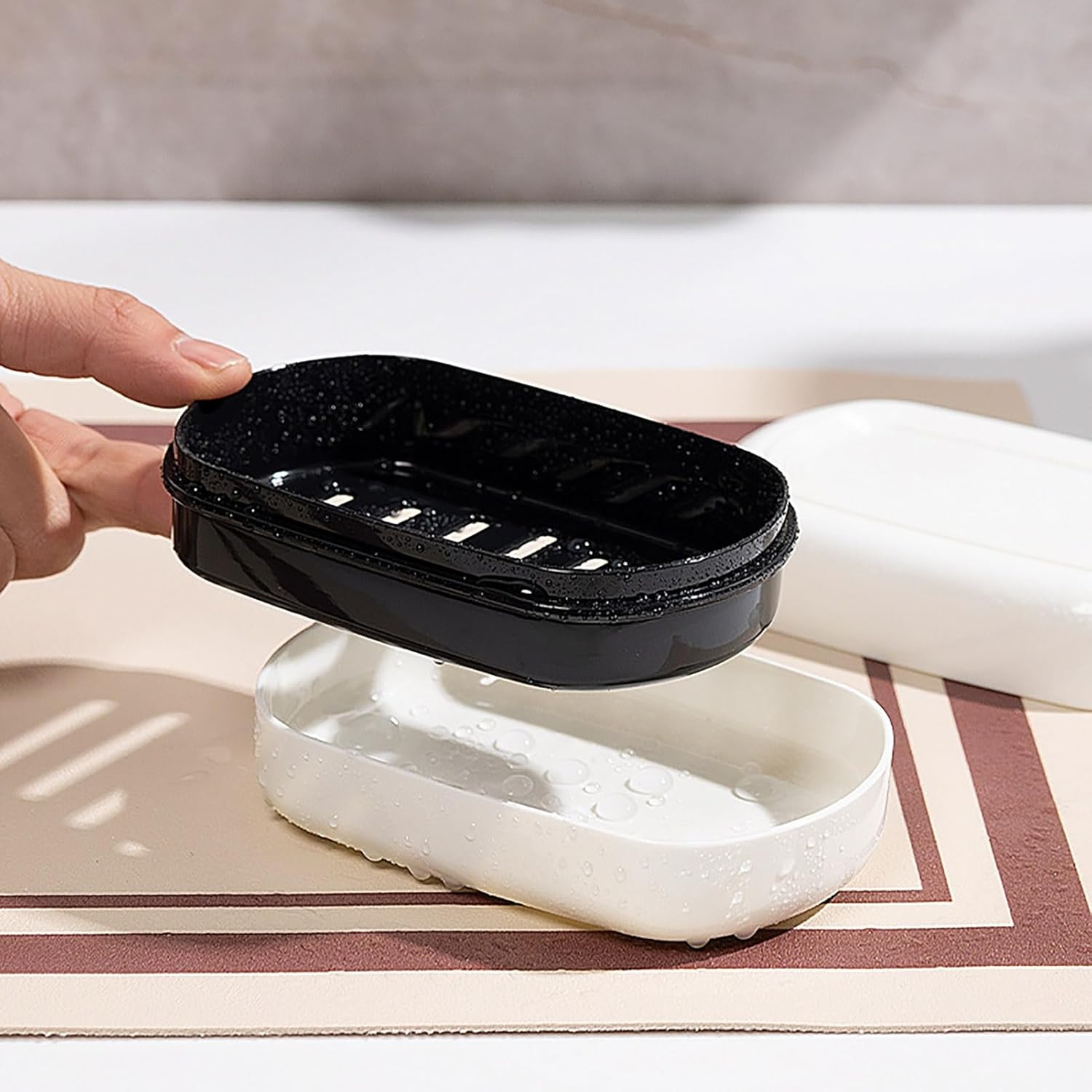 Loyliawa Double-Layer Soap Dish with Lid and Drainage Tray
