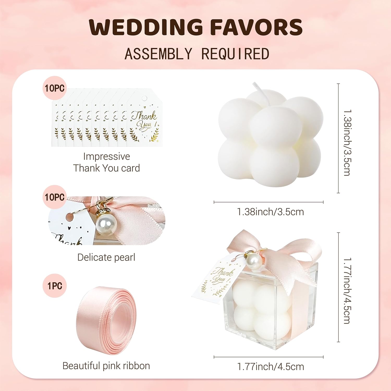 10 Sets Wedding Favors with Bubble Candles and Acrylic Boxes