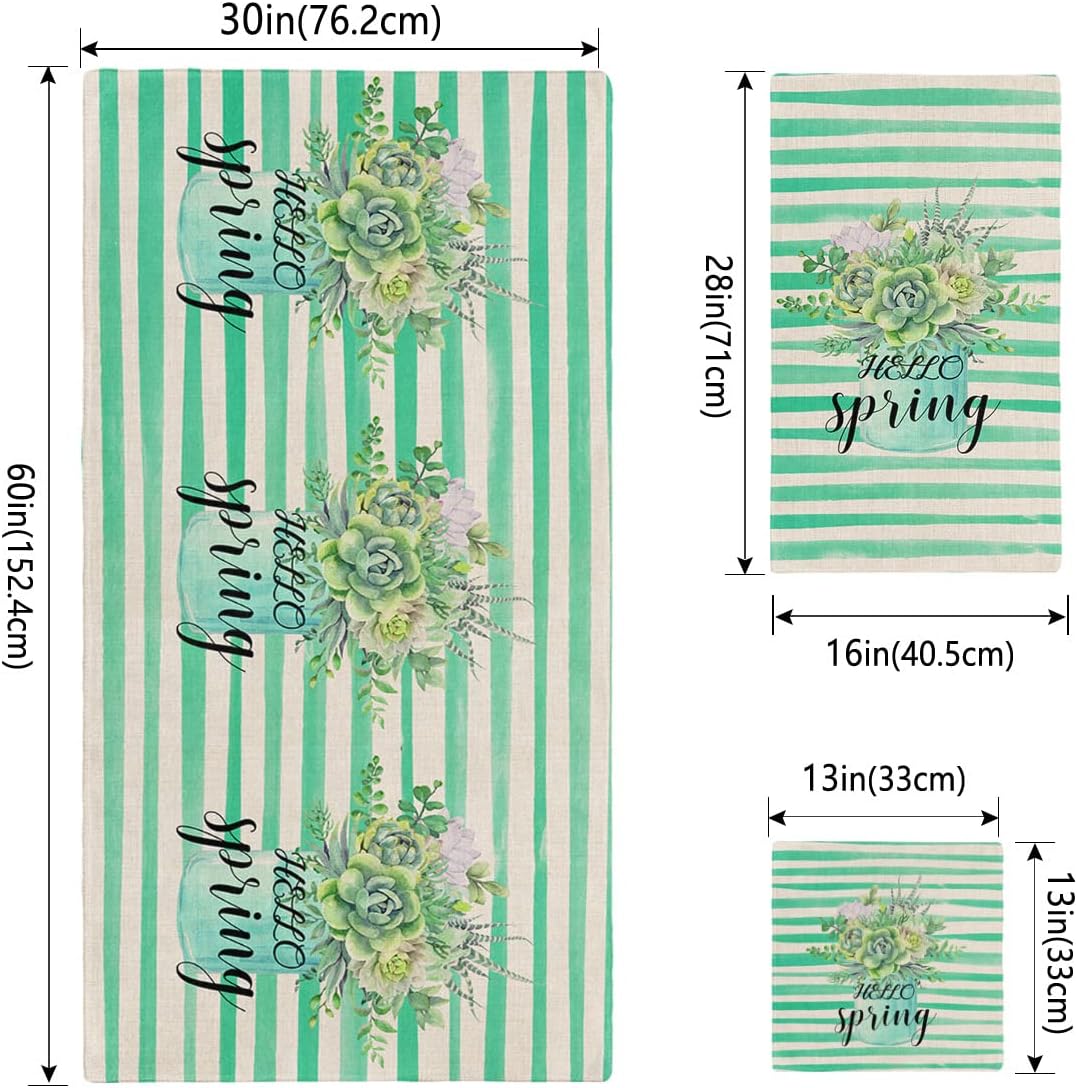Chees D Zone Bath Towel Set with Green Succulent Design