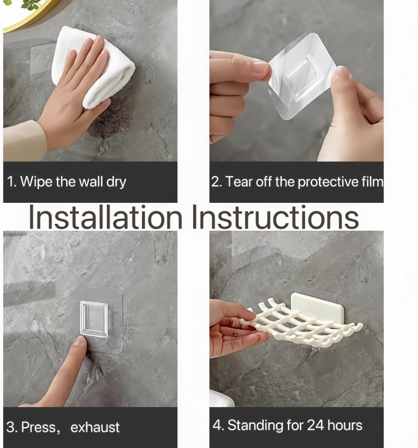 Wall-Mounted Soap Holder with Rattan Design 2 Pack No Drilling Needed