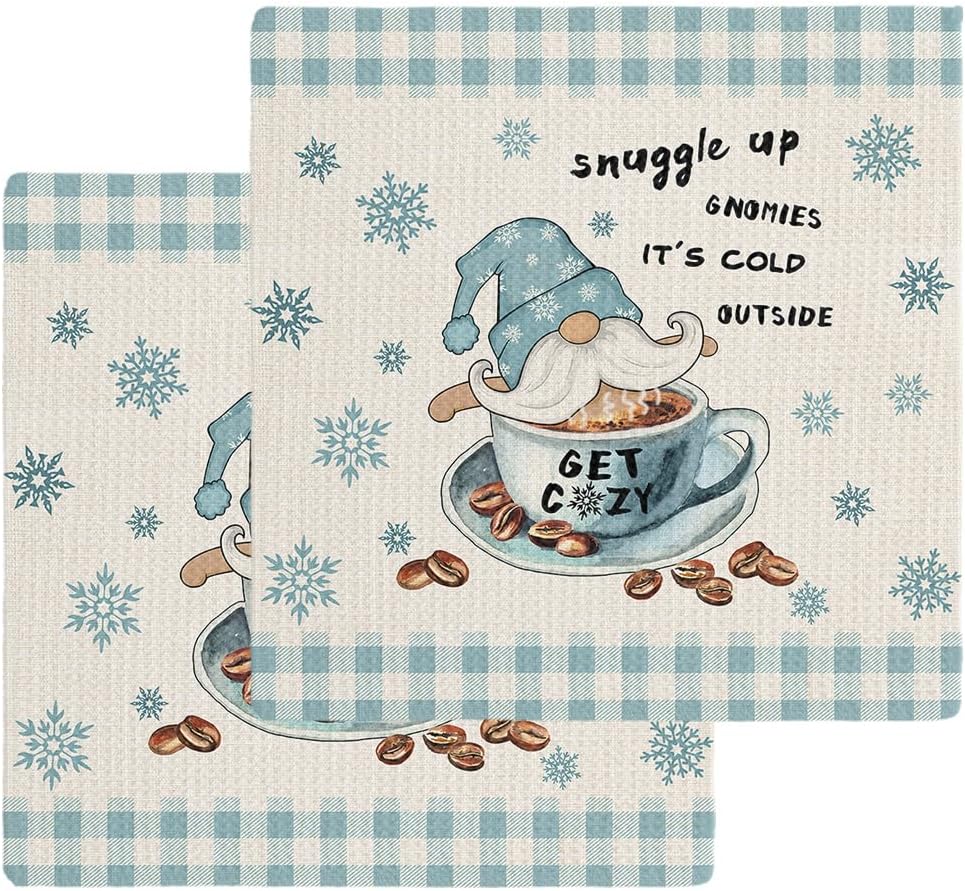 Falaniique Blue Gnomes Waffle Towel Set of 2