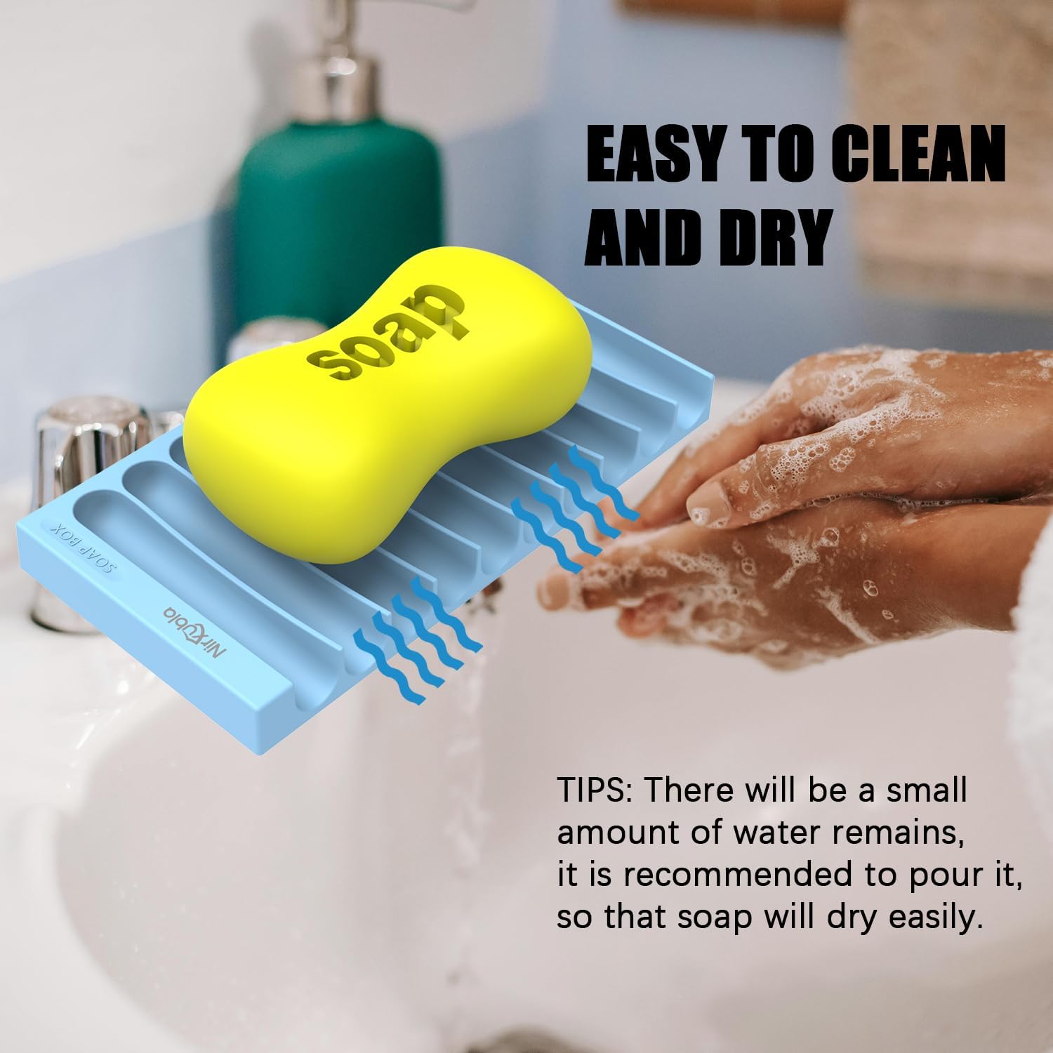 Nirxubla Flexible Silicone Soap Holder for Bathroom Kitchen Blue