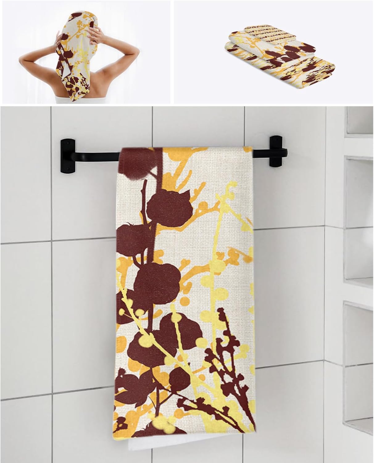 Smile Sunflower 3 Pcs Bath Towel Set Soft Absorbent Towels