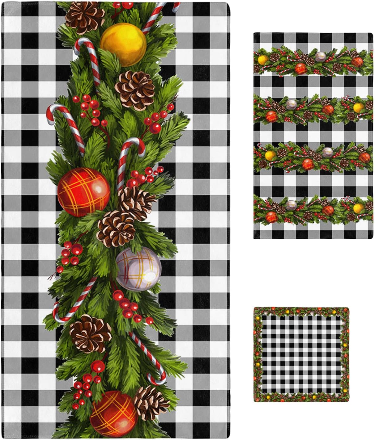 Shine-Home Farmhouse Christmas Towel Set 3pcs 1