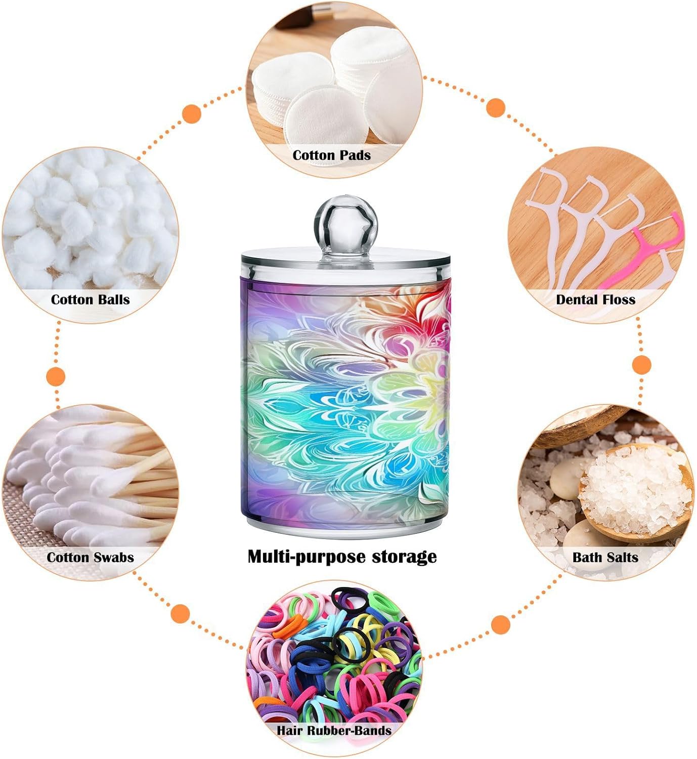 YETTASBIN Mandala Clear Storage Jars 2 Pack