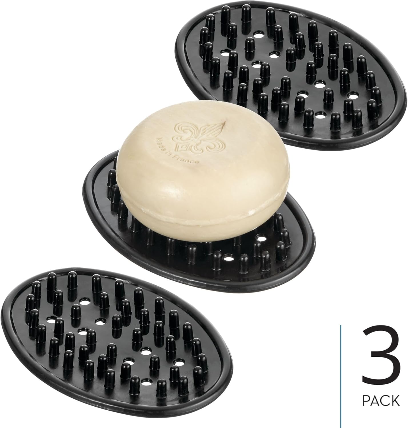 InterDesign iDesign Saver Soap Dish Set of 3 Black