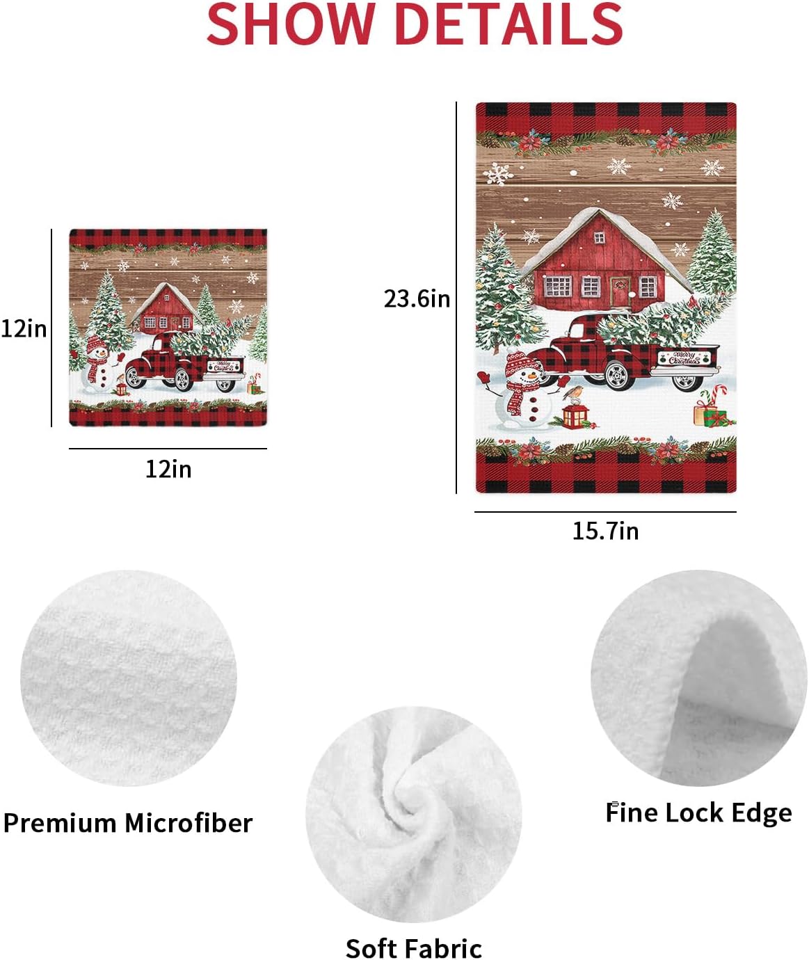 Falaniique Christmas Red Waffle Towel Set of 2