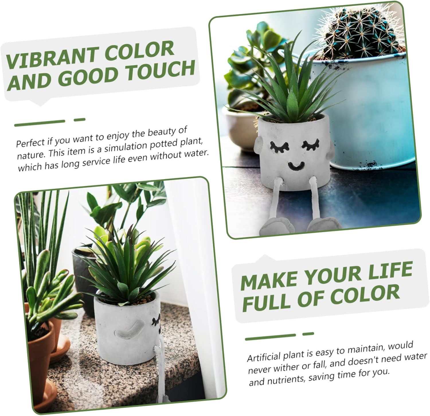 Cute Facial Expression Artificial Succulent Hanging Leg Plant Bonsai