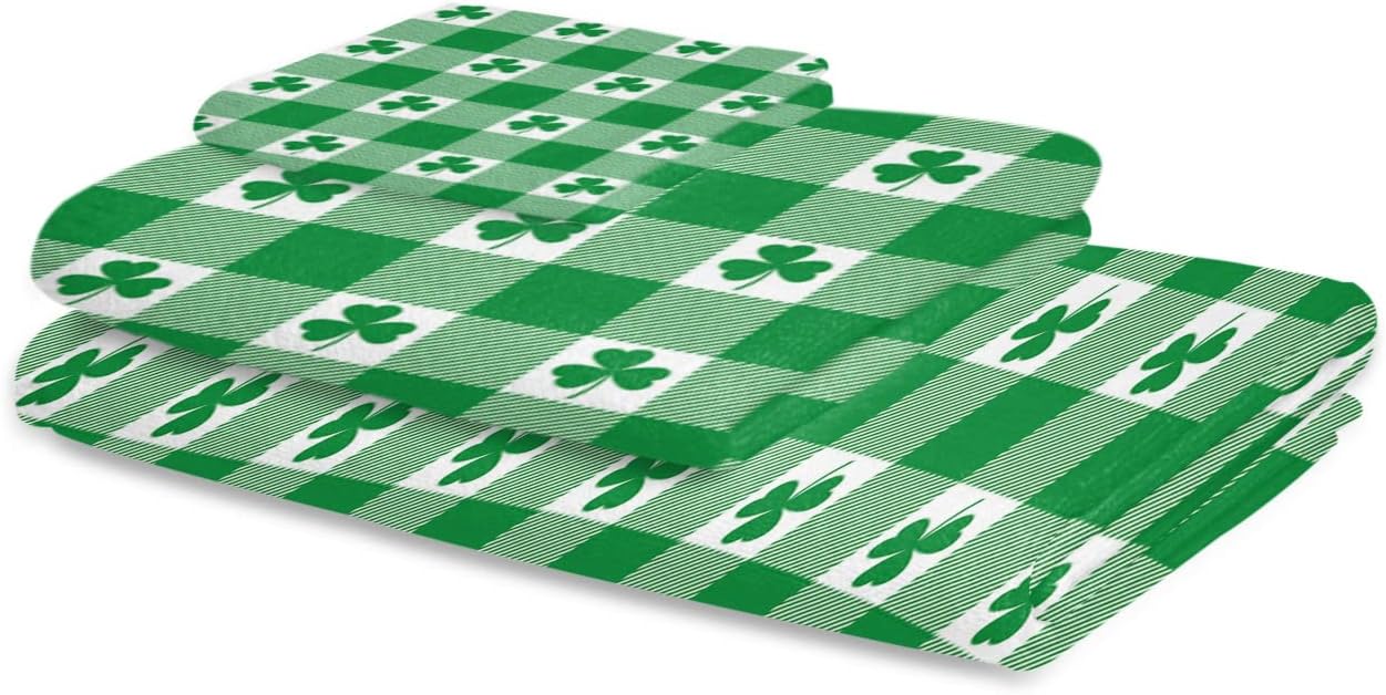 ZOE GARDEN Buffalo Plaid Shamrock Towel Set 1