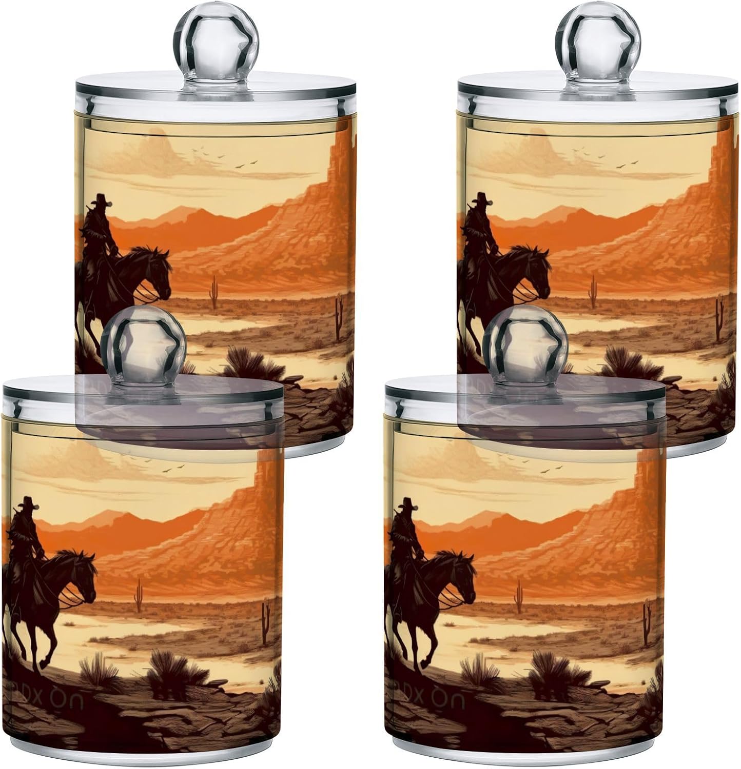 YETTASBIN 2 Pack Clear Plastic Apothecary Jars for Cotton Swabs Cotton Balls