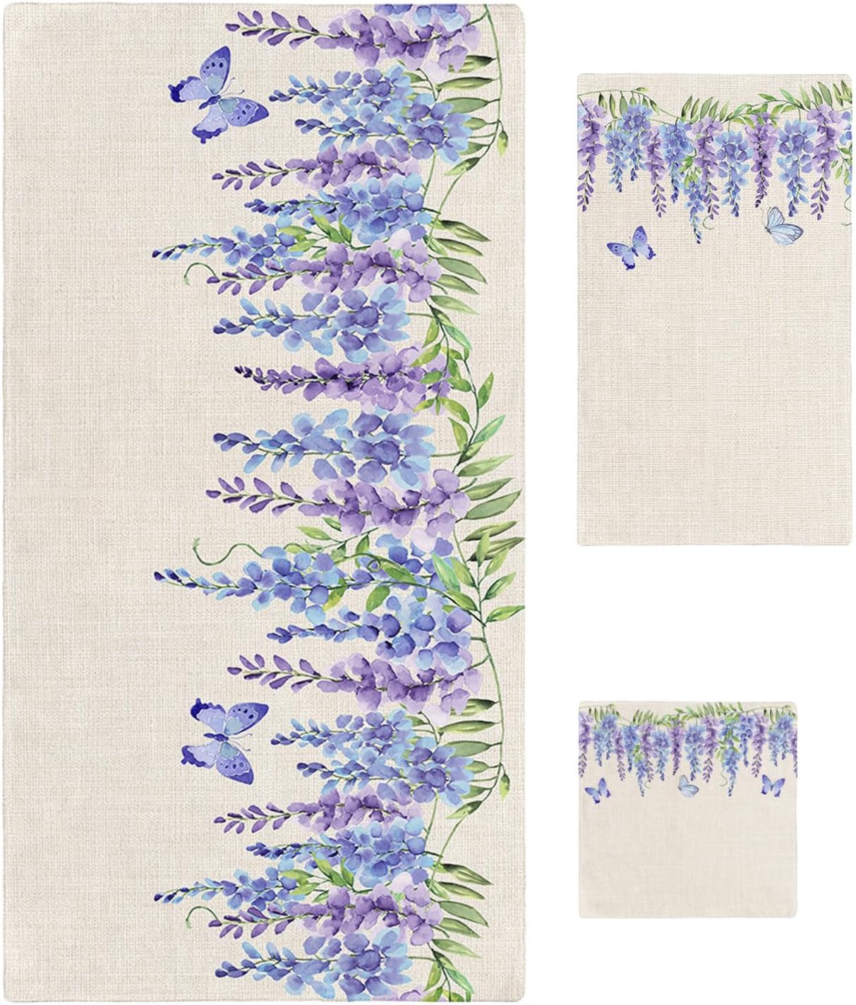 Smile Sunflower 3 Pcs Bath Towel Set - Soft Retro Floral Linen Towels