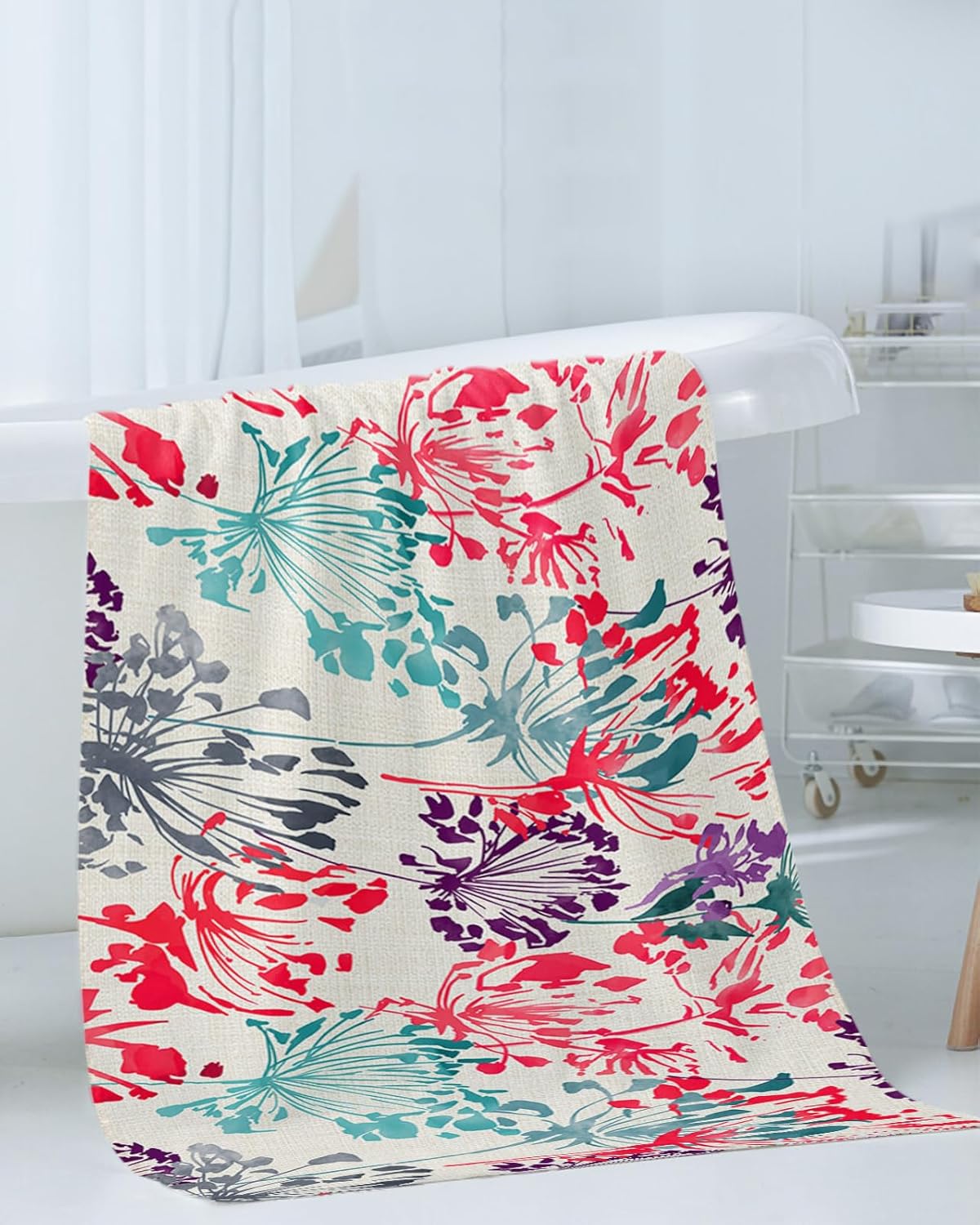 Smile Sunflower 3 Pcs Bath Towels Set with Floral Pattern