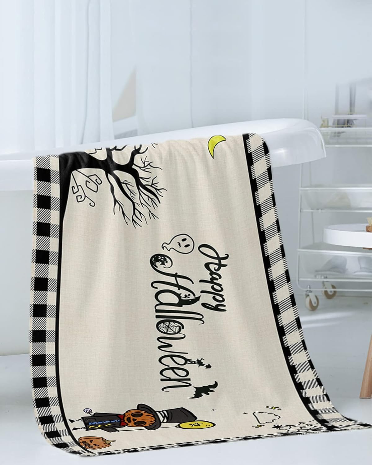 Chees D Zone Halloween Bath Towel Set with Ghost Face Design