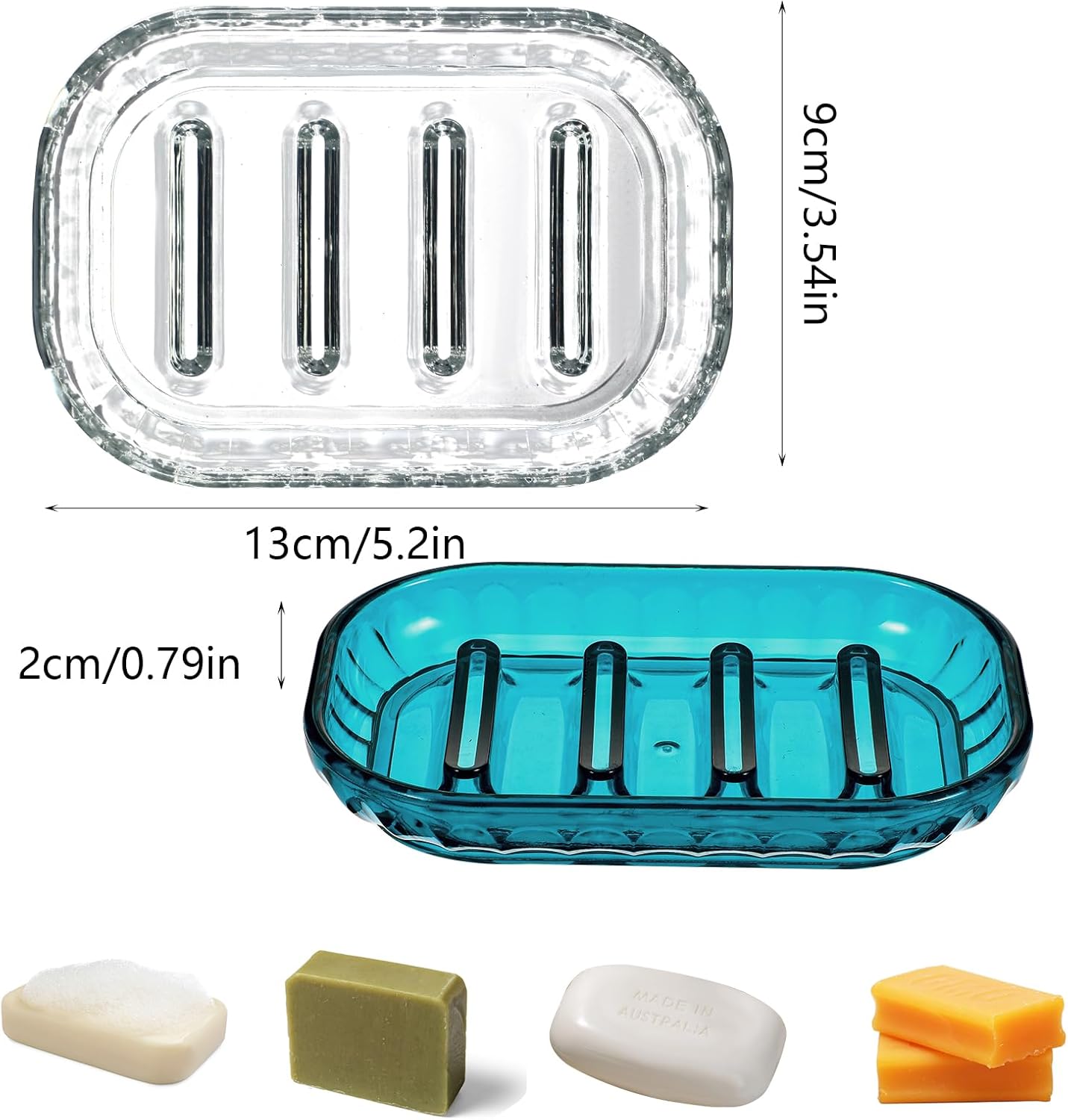 Qianyu 2 Pcs Clear Soap Saver Holder for Bathroom and Kitchen